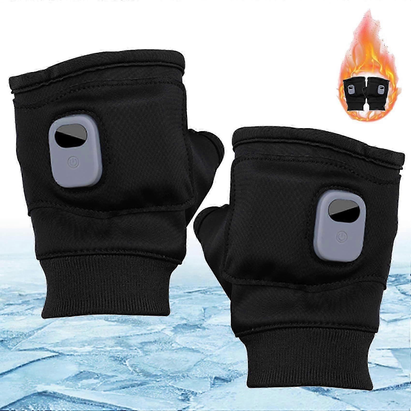 Portable Heating Fingerless Gloves with Digital Display, Smart Thermostatic Heated Fingerless Gloves, Winter Rechargeable Heated Fingerless Gloves for
