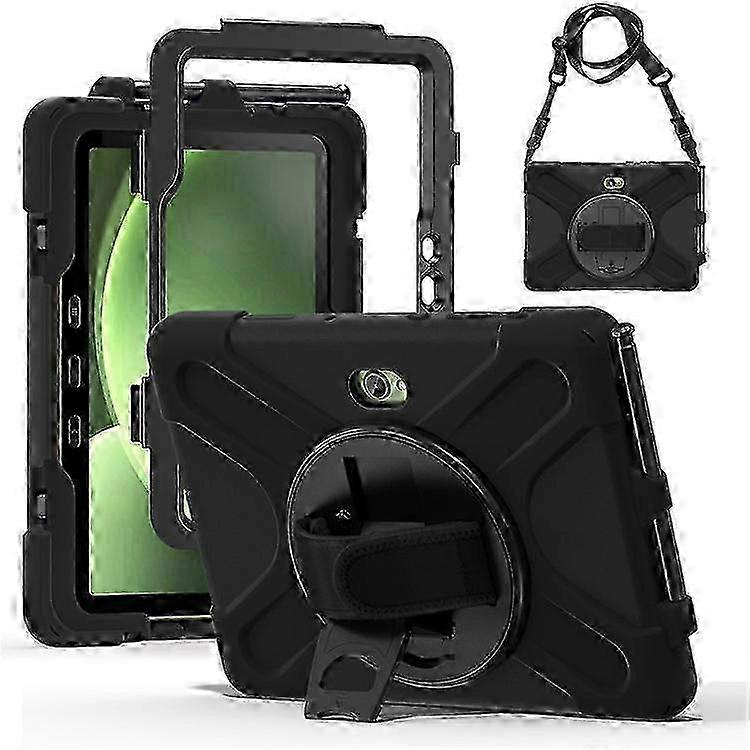 Protective Case for Galaxy Tab Active5 with Kickstand and Shoulder Strap Black