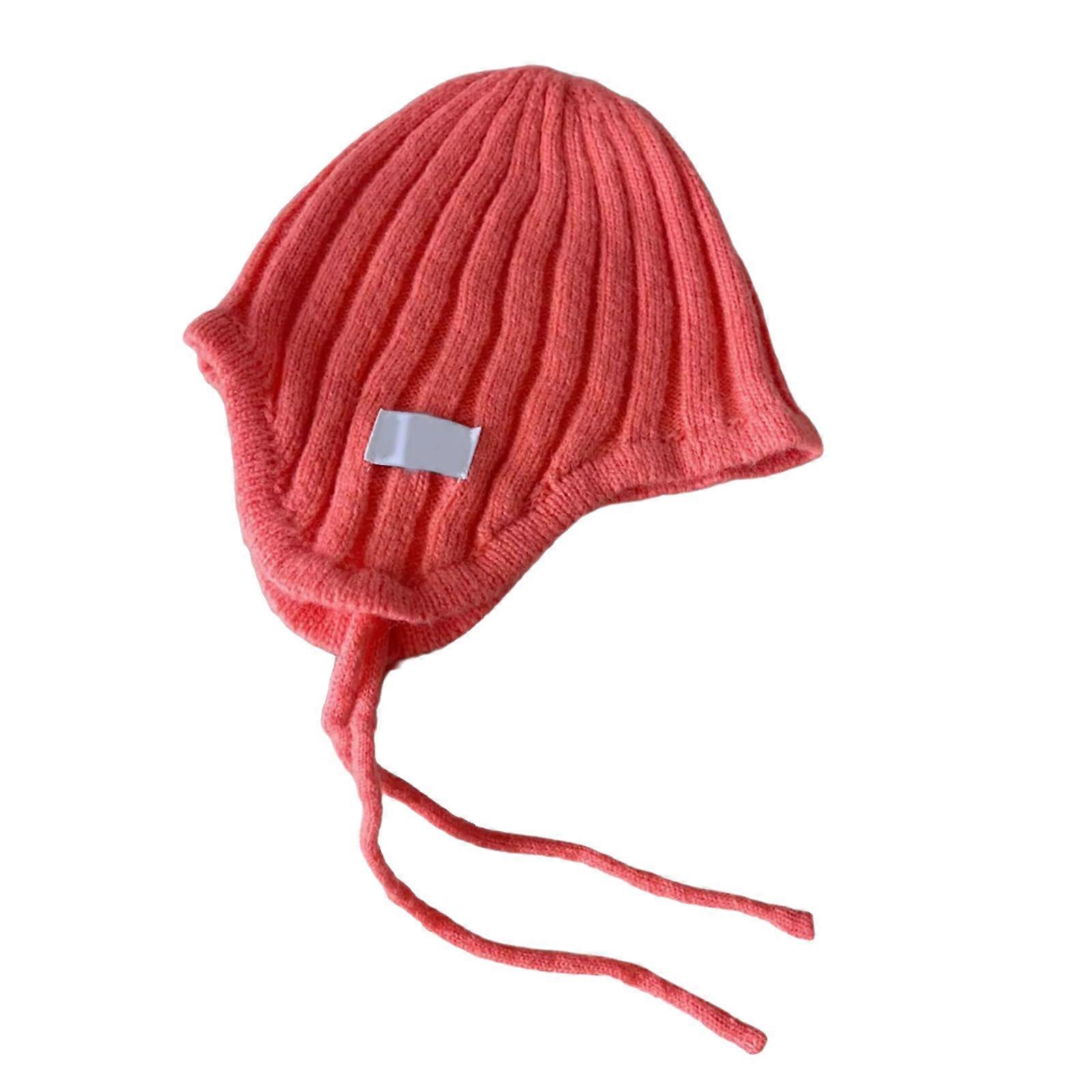 Thick Interlaced Ribbed Winter Hat With Elegant Drawstrings And Full Ear Coverage Constantly Comfort  Pink
