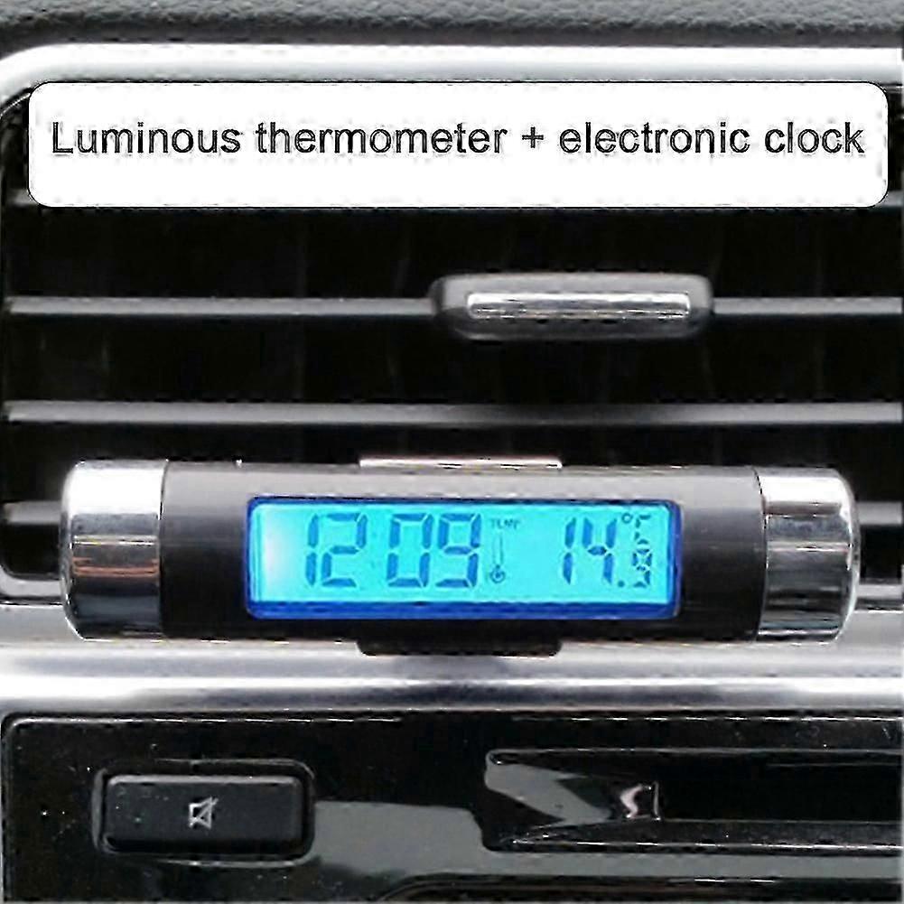 Car Clock Thermometer Barrel Shaped Lcd Display Air Vent Clip On Led Car Digital Clock Thermometer