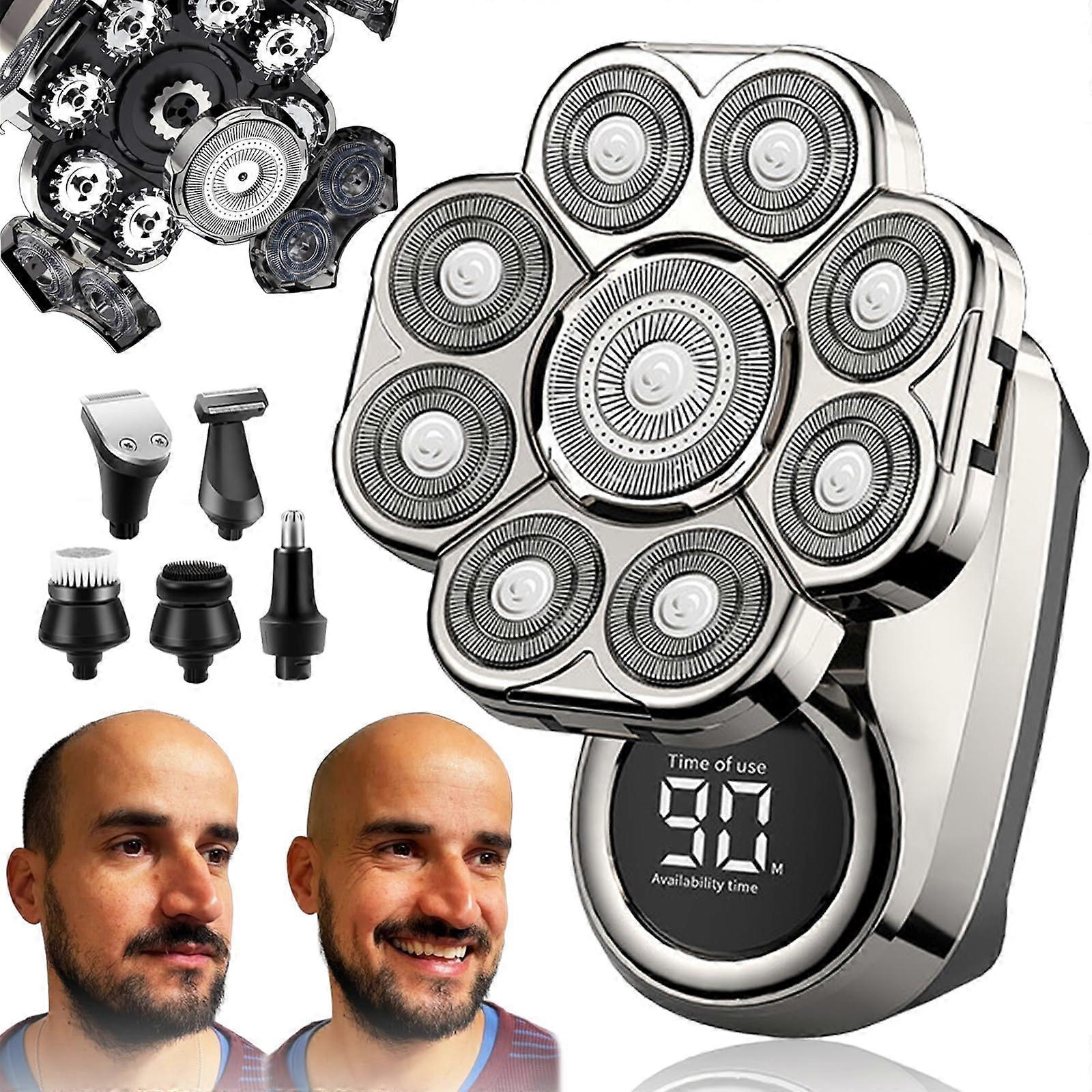 Electric Head Shaver 9D Floating Blade 9.0 Ultra Bald Clippers for Men Wet Dry Use Silver