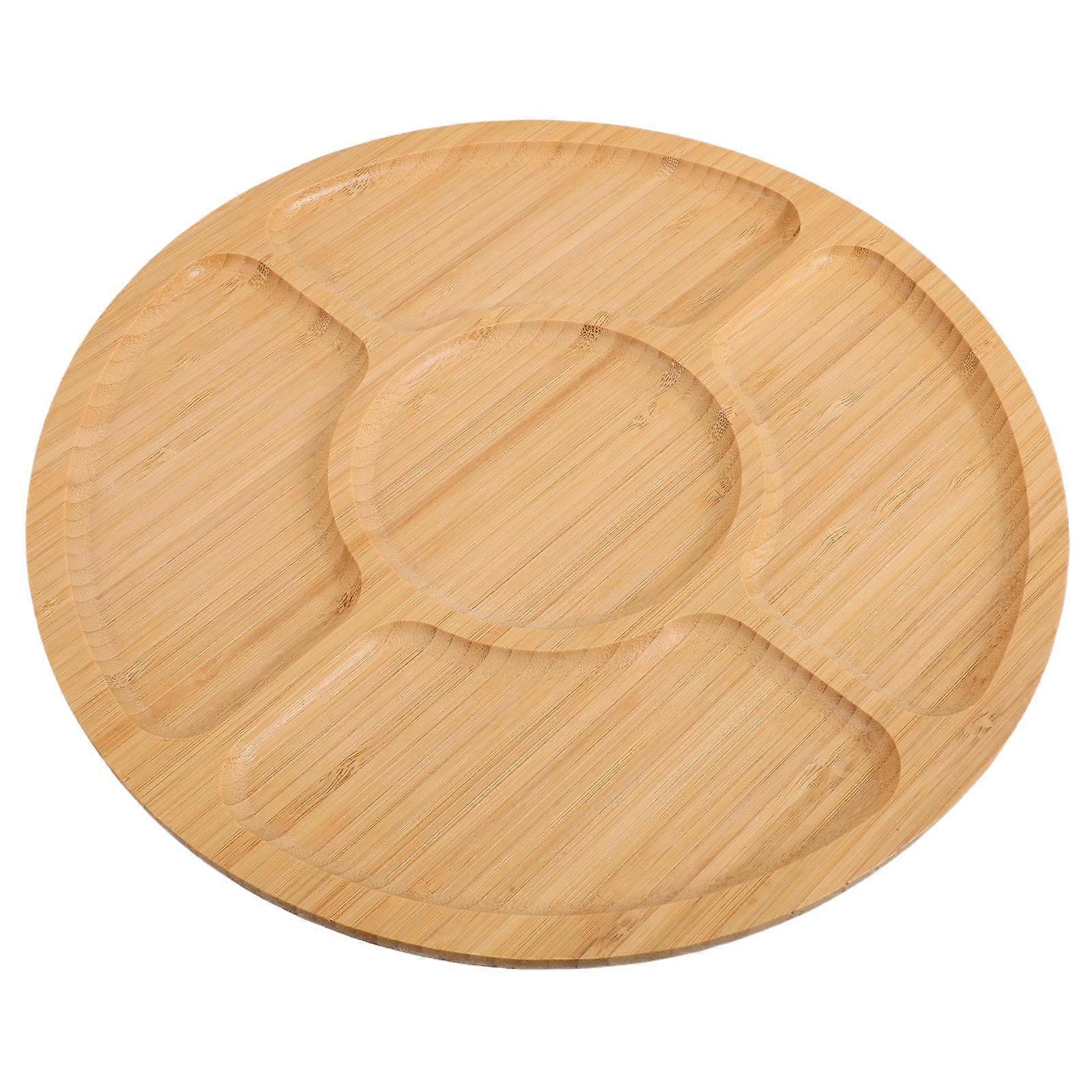 Chip And Dip Platter For Entertaining With Unique Divided Design And Natural Wood Craftsmanship In Khaki Color 1Set