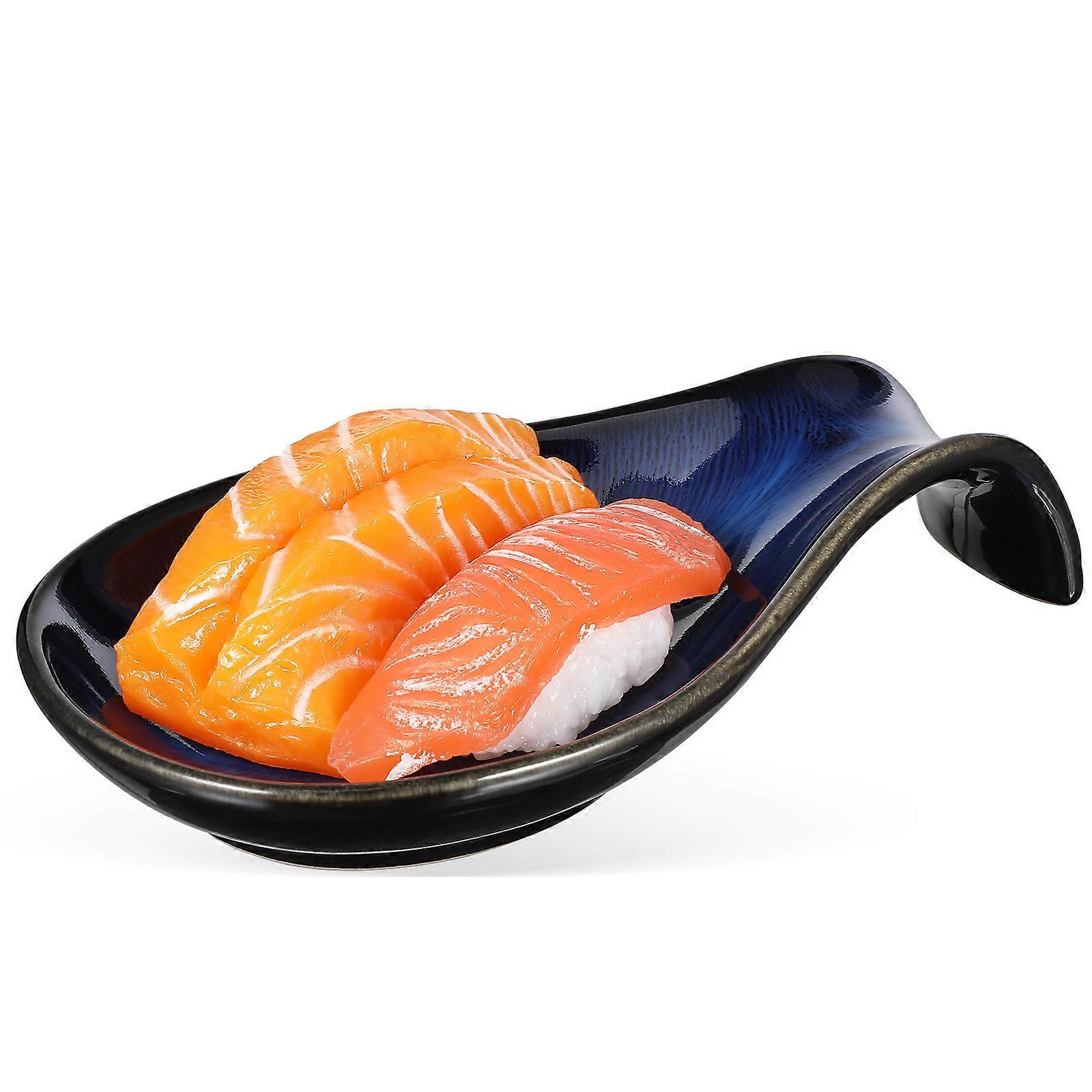 Ceramic Spoon Holder for Kitchen Counter Spoon Rest Blue