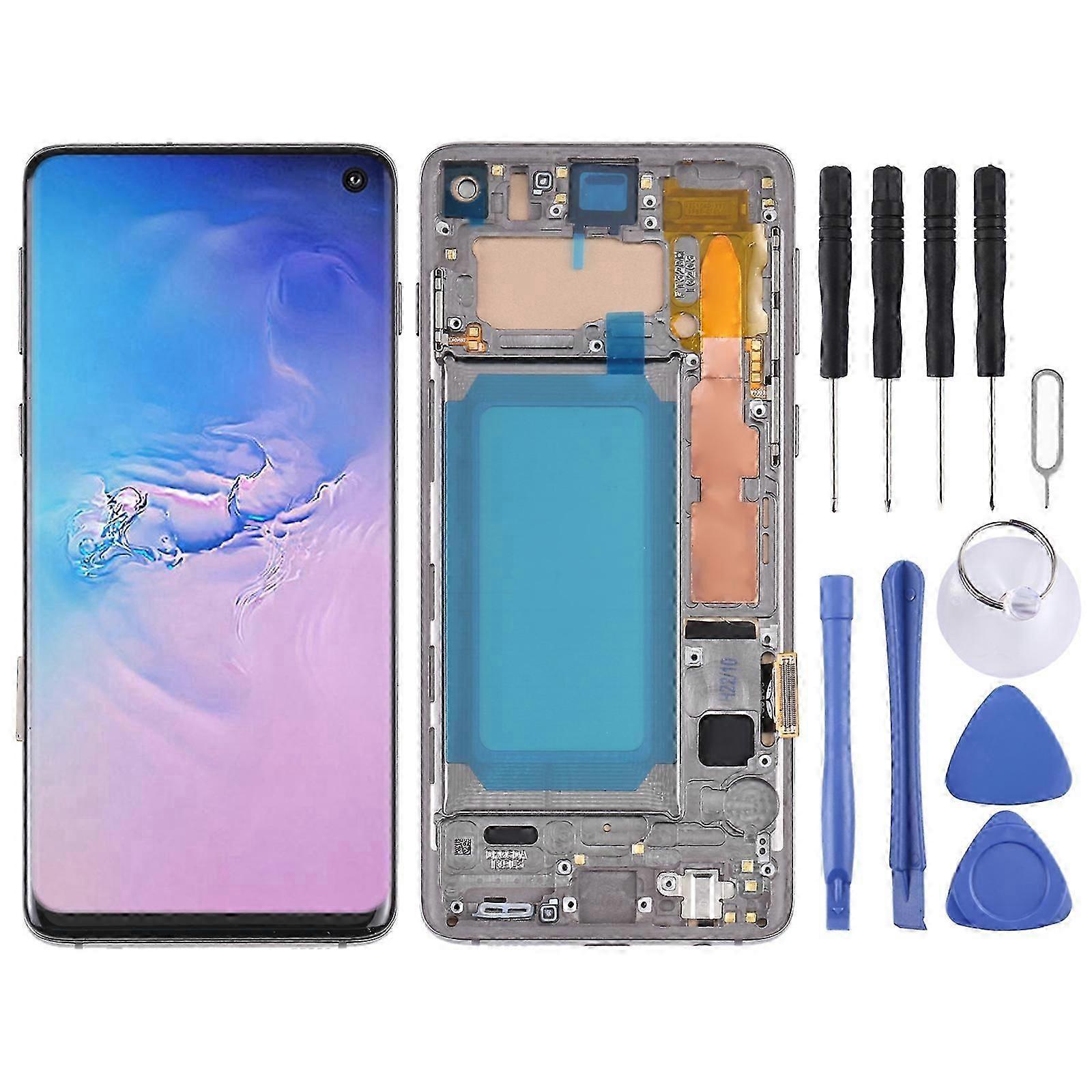 TFT LCD-skärm för Samsung Galaxy S10 SM-G973 Digitizer Full Assembly med ram, stöder inte fingeravtrycksidentifiering