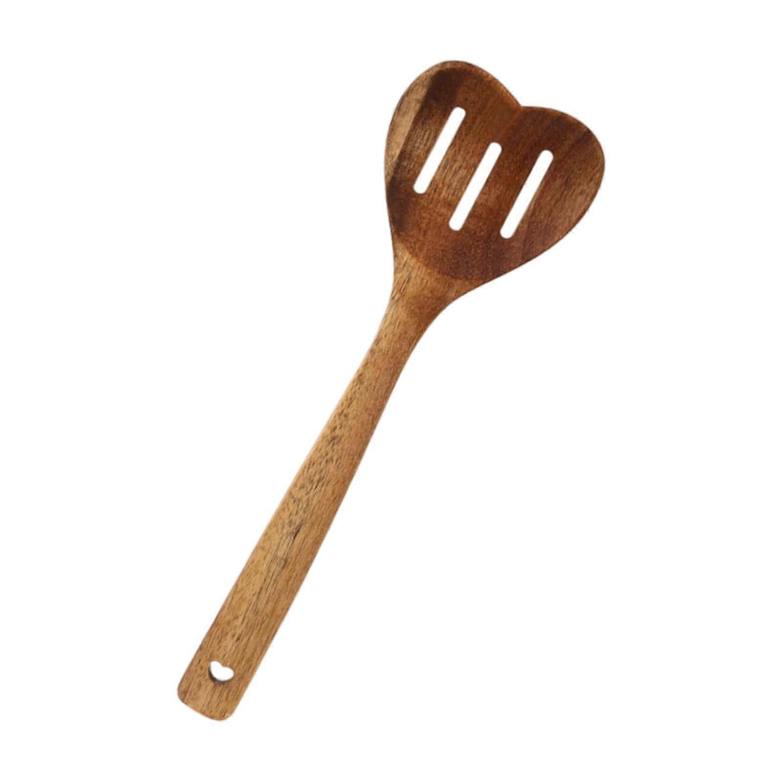 Wooden Heart Shape Cooking Spoon with Long Handle for Mixing Coffee Tea and Serving