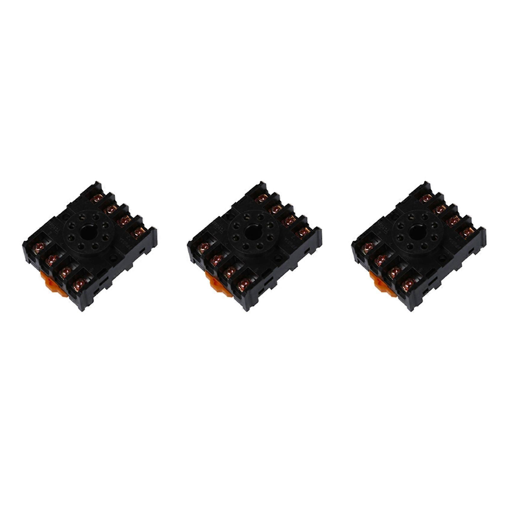 3X 8 Round Pin 8-Pin PF083A Relay Base Socket