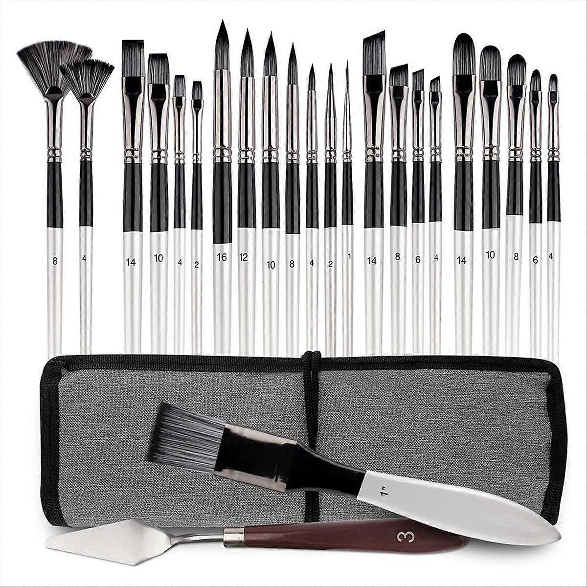 25pcs Paint Brush Set Acrylic Paint Brushes Nylon Paint Brush Kit