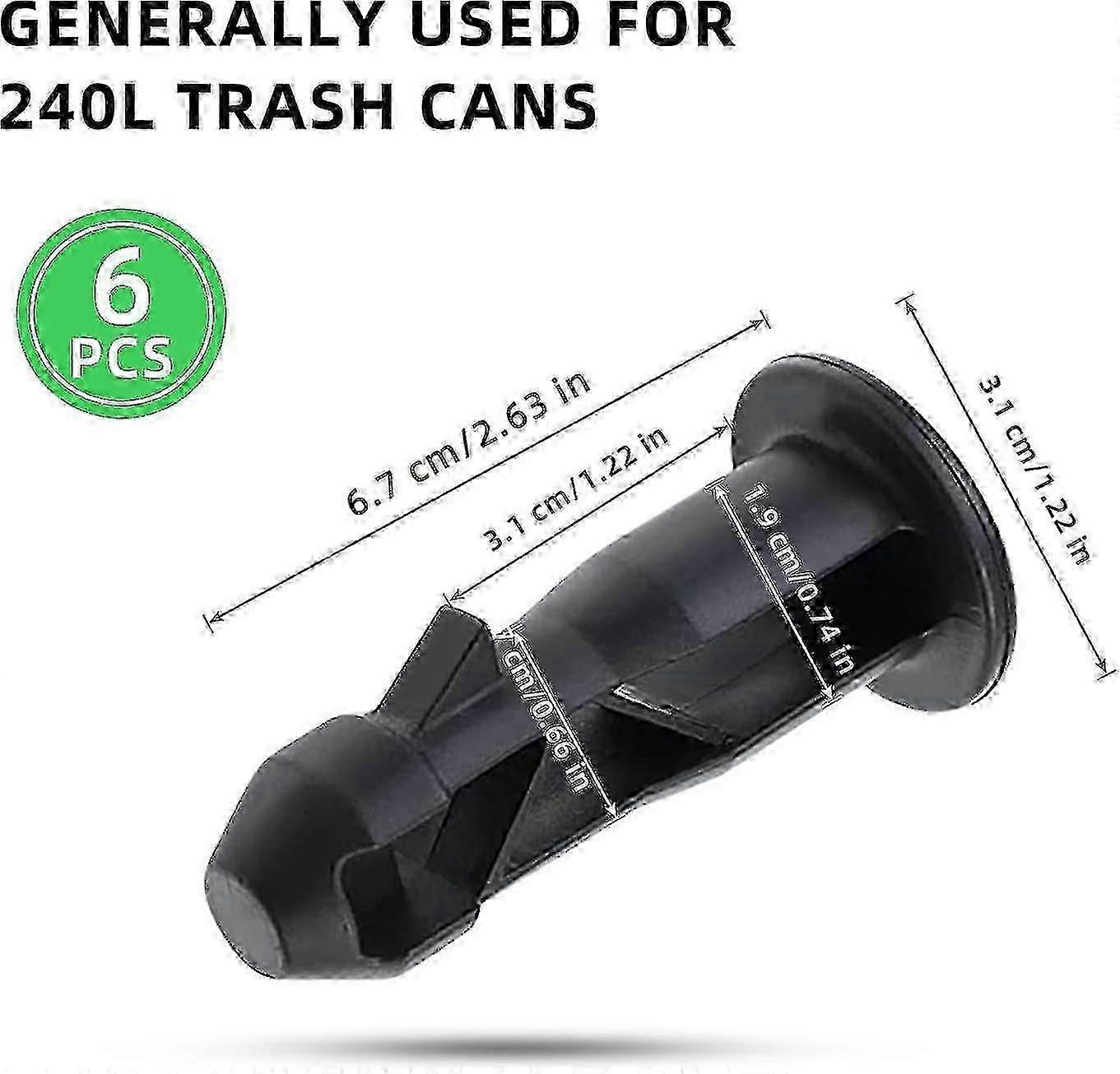3 أزواج من دبابيس مفصلية بغطاء بالدراجة ، 67 مم × 31 مم بلاستيك أسود مناسب لصناديق القمامة المنزلية بالدراجة 240 لترا