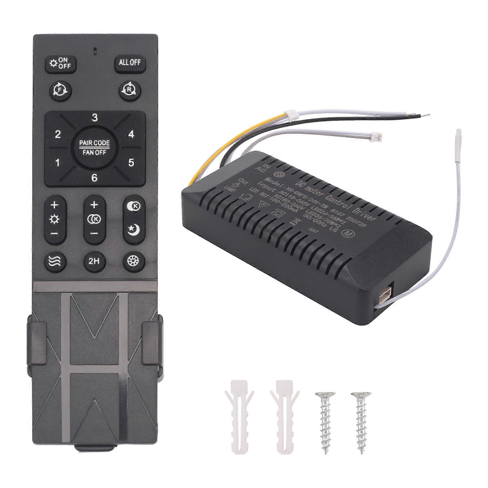 Ceiling Fan Remote Control Kit with 6 Speed Settings, Replacement Ceiling Fan Remote, Dimming Controls, 110-265V