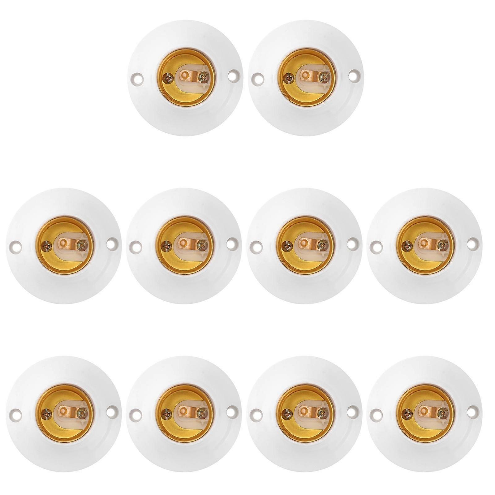 10pcs AC 250V 6A Plastic E27 Screw Type Socket Light Lamp Holder Base (White)