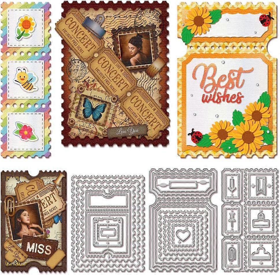 Postage Stamp Background Cutting Dies for Card Making Slideshow Background Cut Die for DIY Scrapbooking Journal Embossing Paper Craft Decor