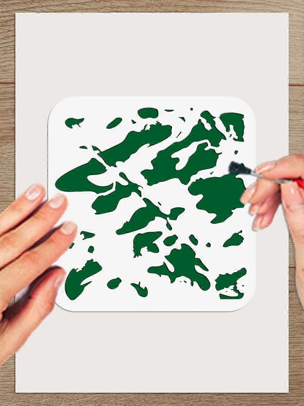 3Pcs 5.9x5.9 inch Mixed Shapes Plastic Drawing Painting Stencils Reusable Blocky Camouflage Templates for Painting on Scrapbook Fabric Tiles Floor Fur