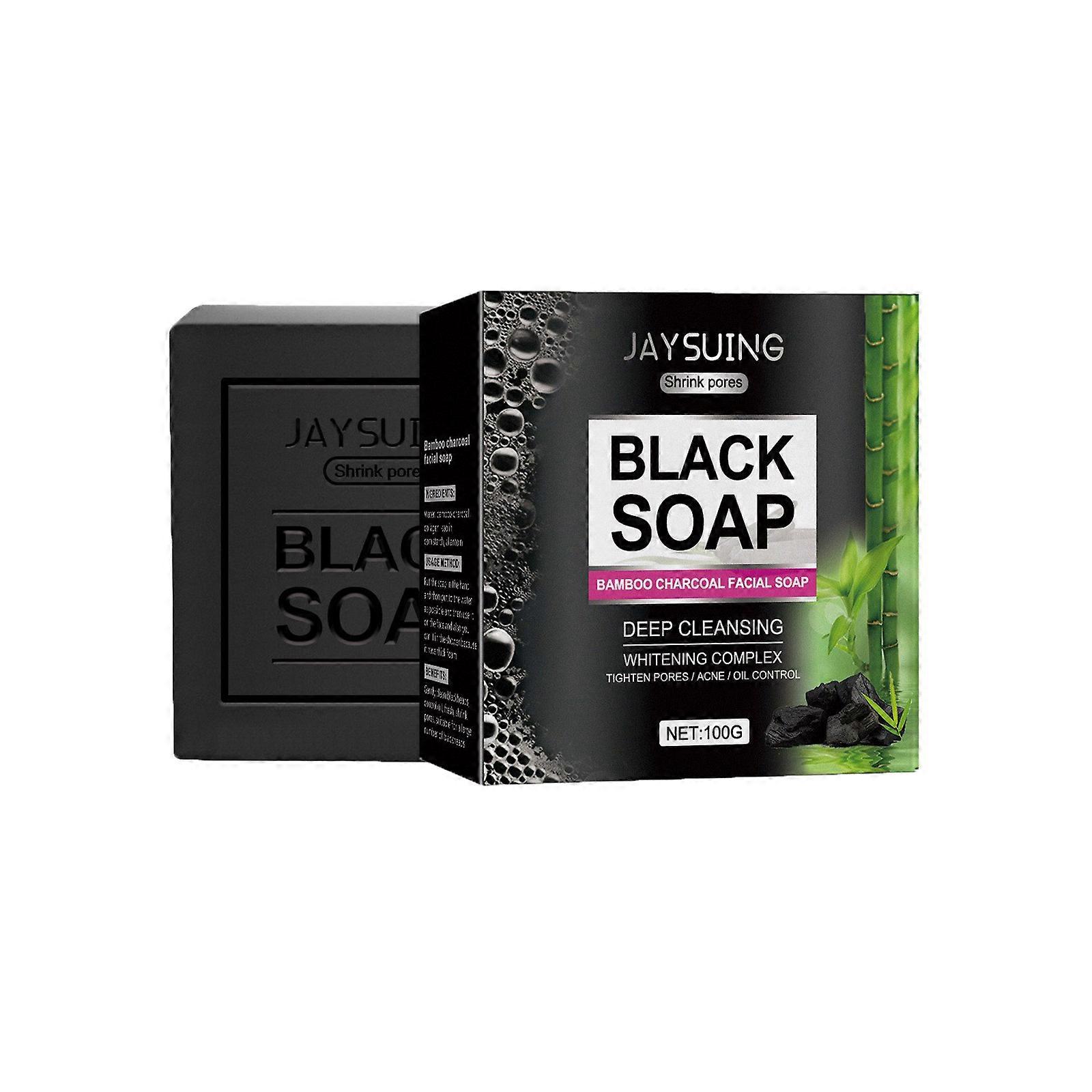 Bamboo Charcoal Cleansing Soap Bath, Body and Face Soap Oil Control Cleansing Soap Moisturizing Deep Cleansing Acnes  Black