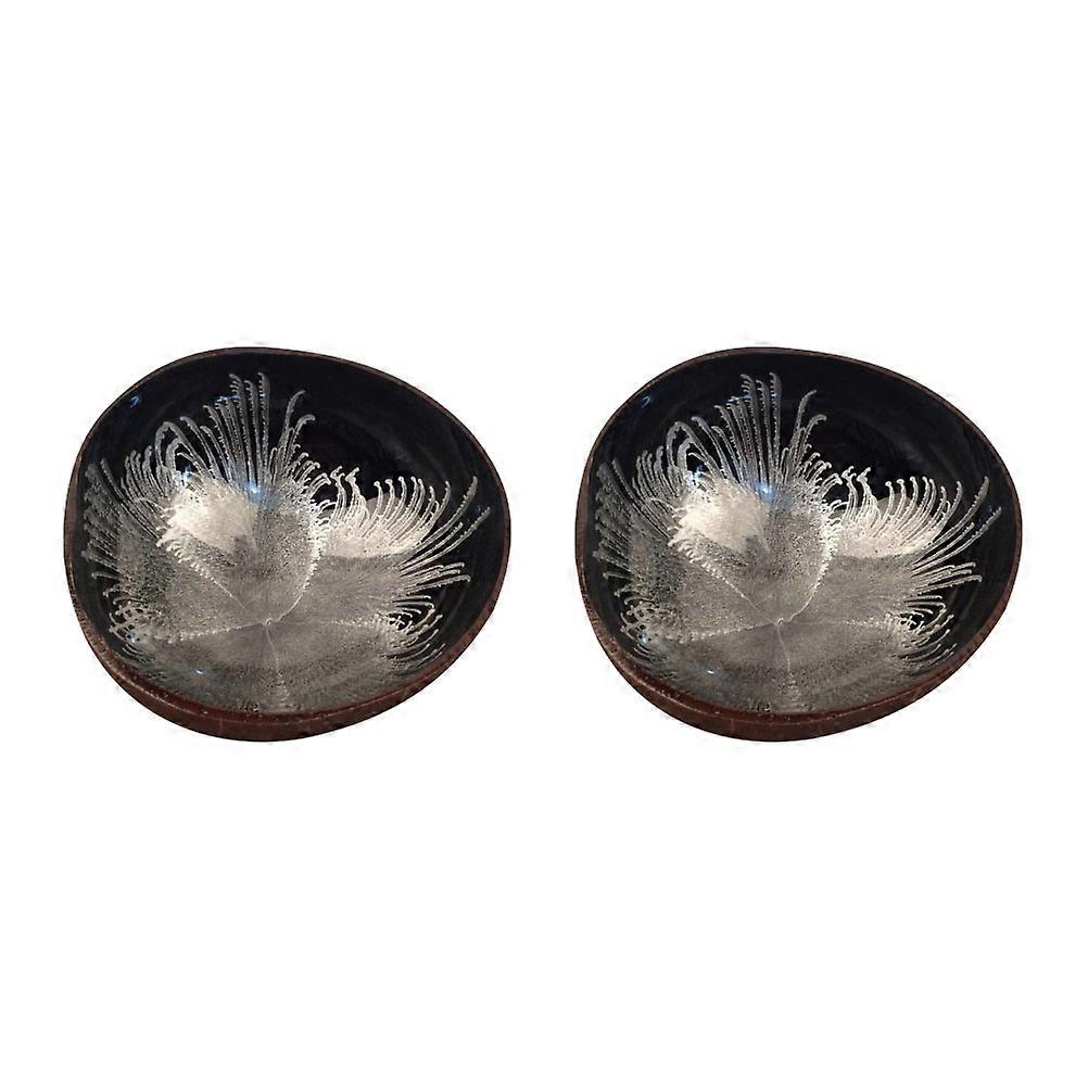 2Pcs Coconut Shell Bowl for Storage White Natural Candy Container Set