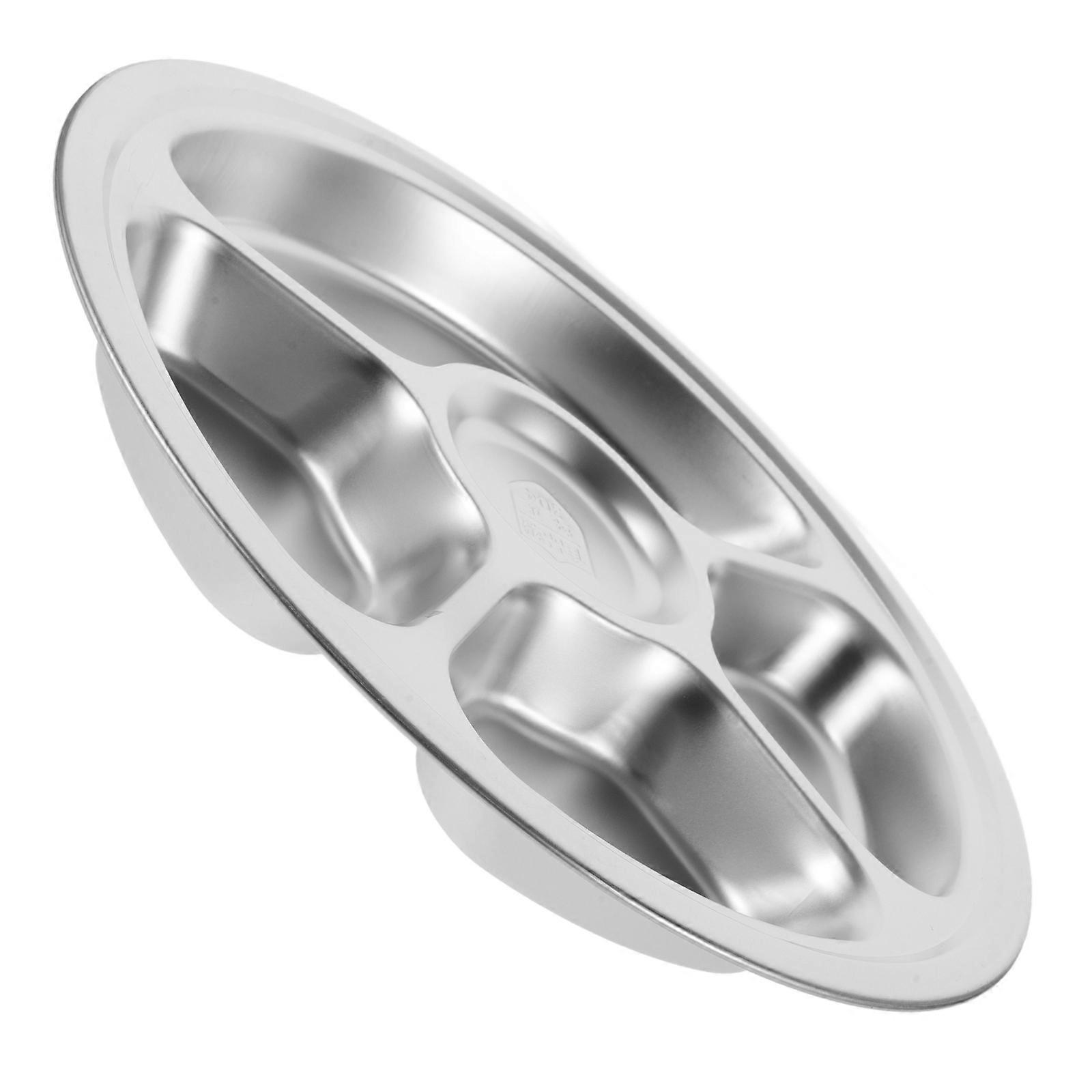 Sectioned Plates Stainless Steel for Storage Use 5 Sections Dinner Plate