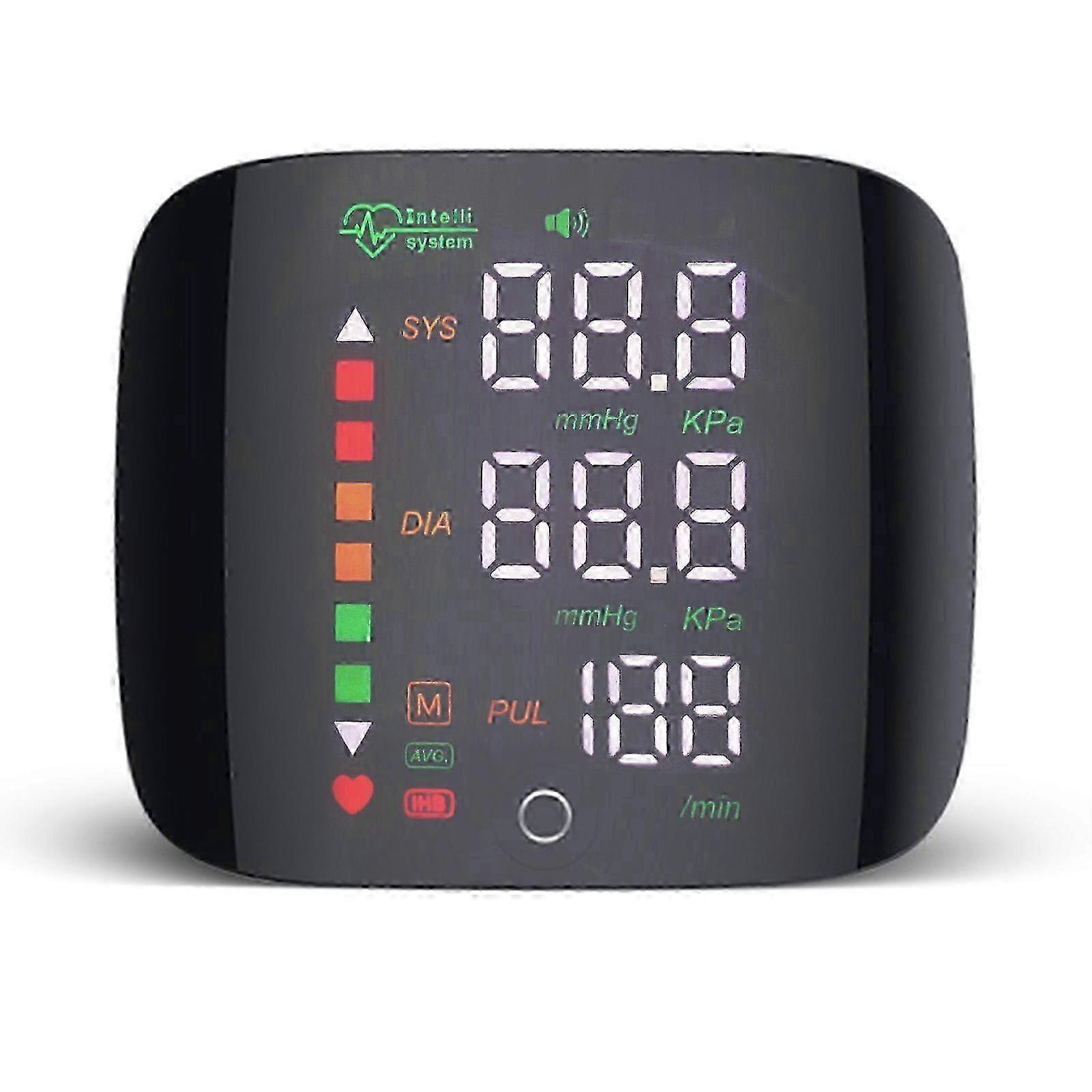 Two-user memory blood pressure monitor with wrist measurement for seniors