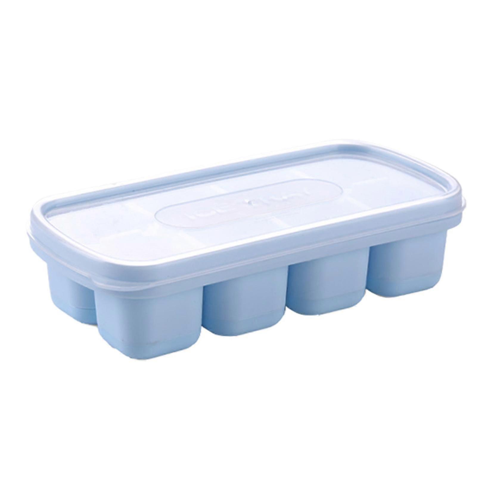 Silicone ice cube tray stackable with easy release lid