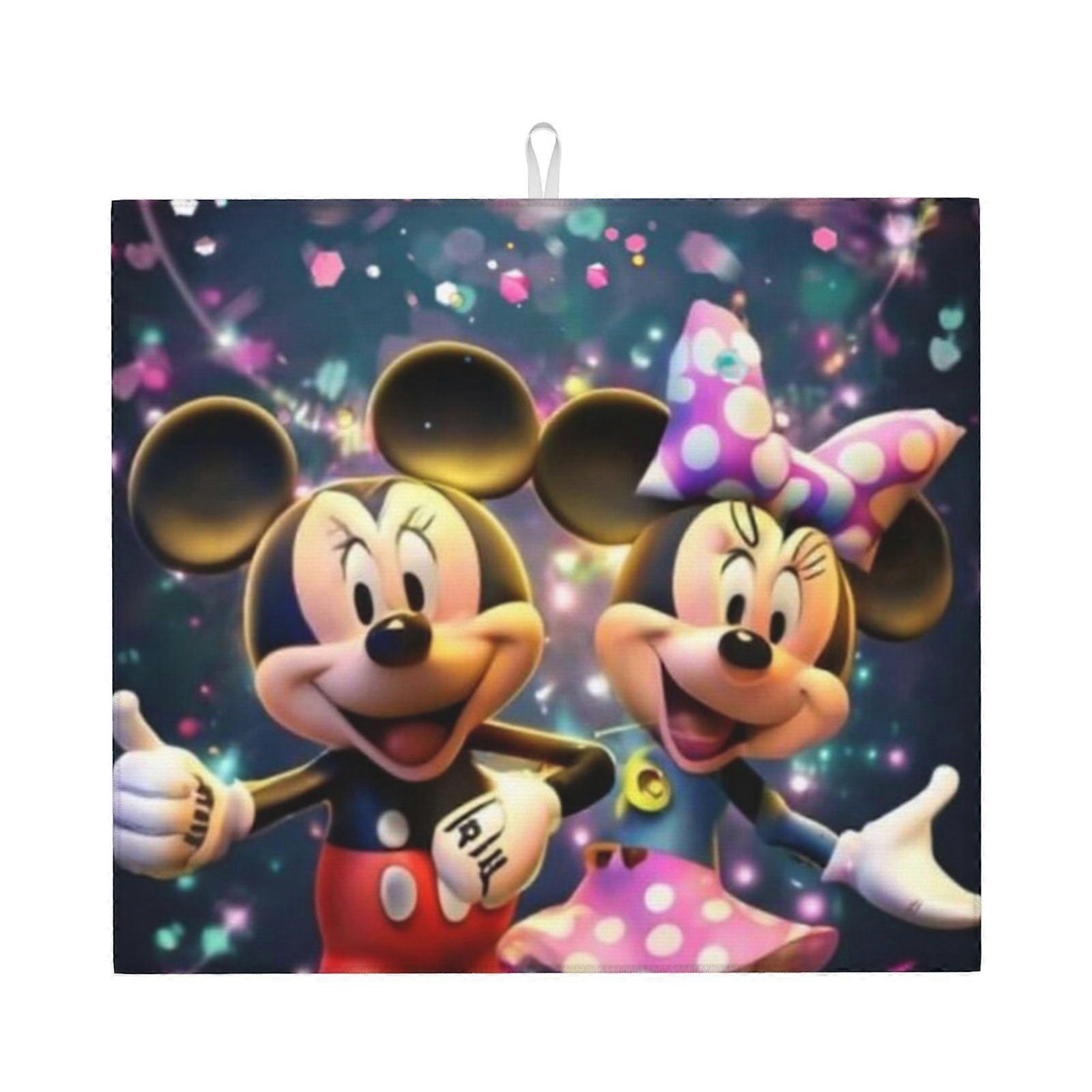 Mickey Mouse Dish Drying Mat For Kitchen Counter, Microfiber Dish Mat, Fast Absorbent Draining Pad