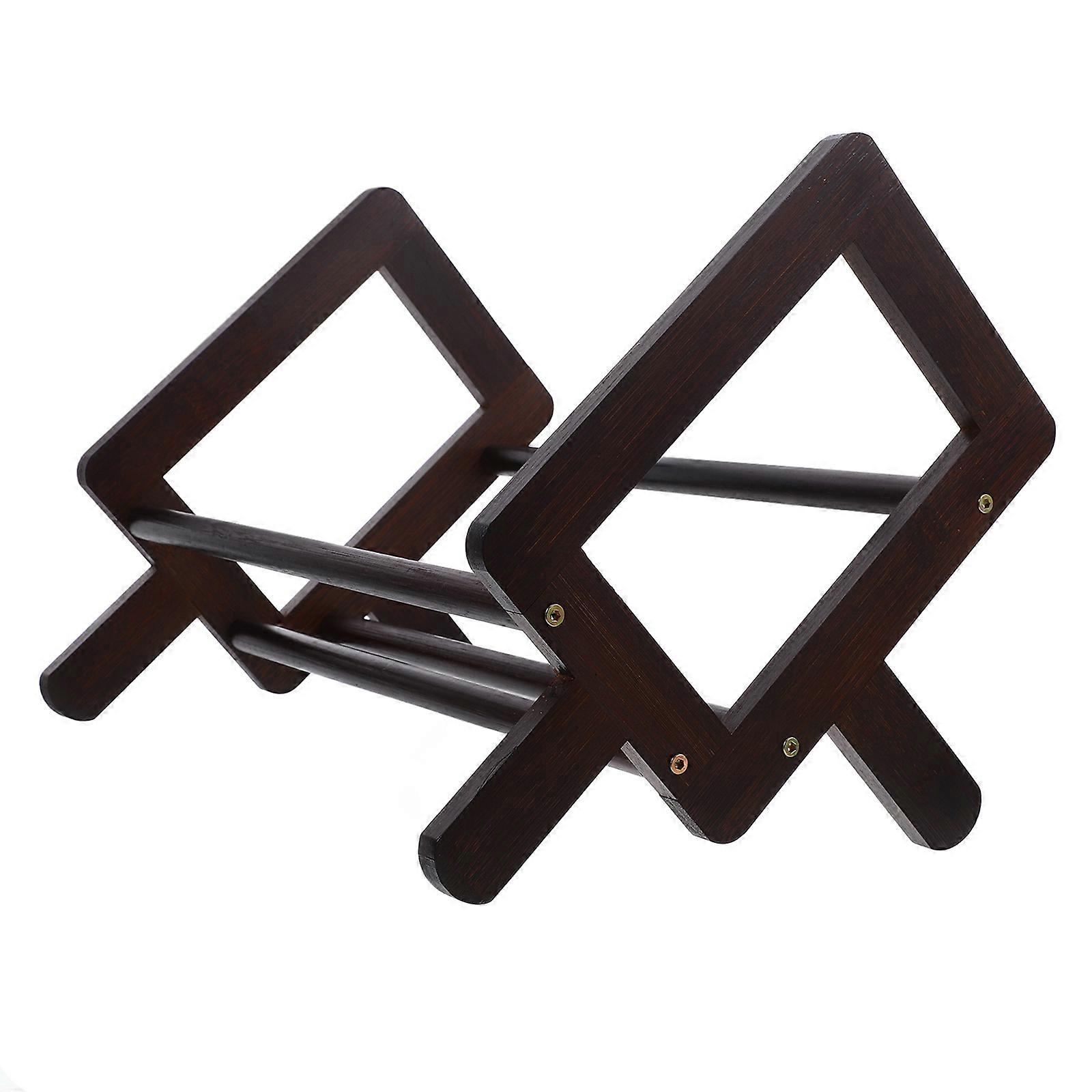 Desk Brown Bamboo Book Rack for Storage Use with Book Reading Stand