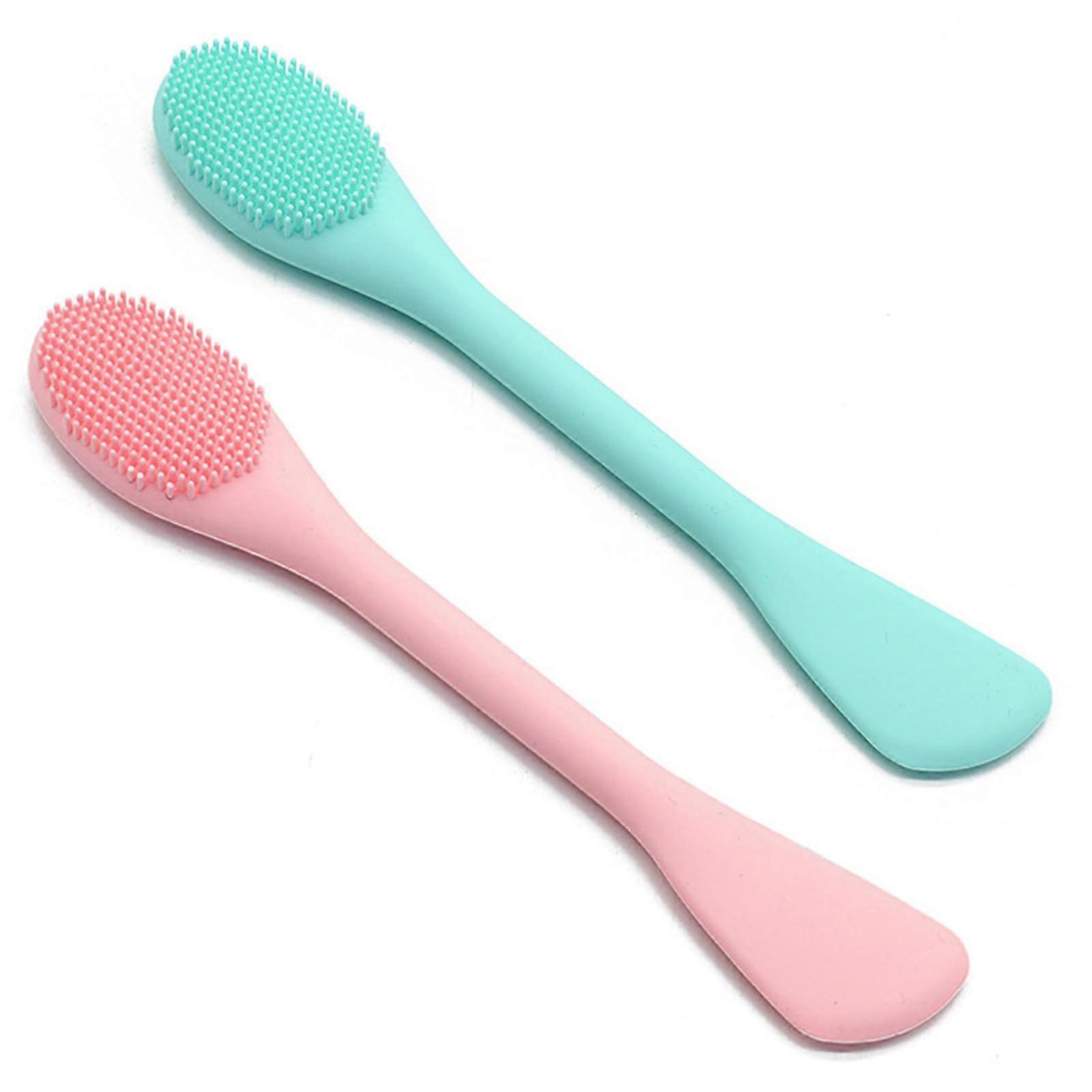 Silicone Facial Brush and Face Mask Applicator, DualSided for Deep Pore Cleansing and Gentle Exfoliation (Pink/Blue)
