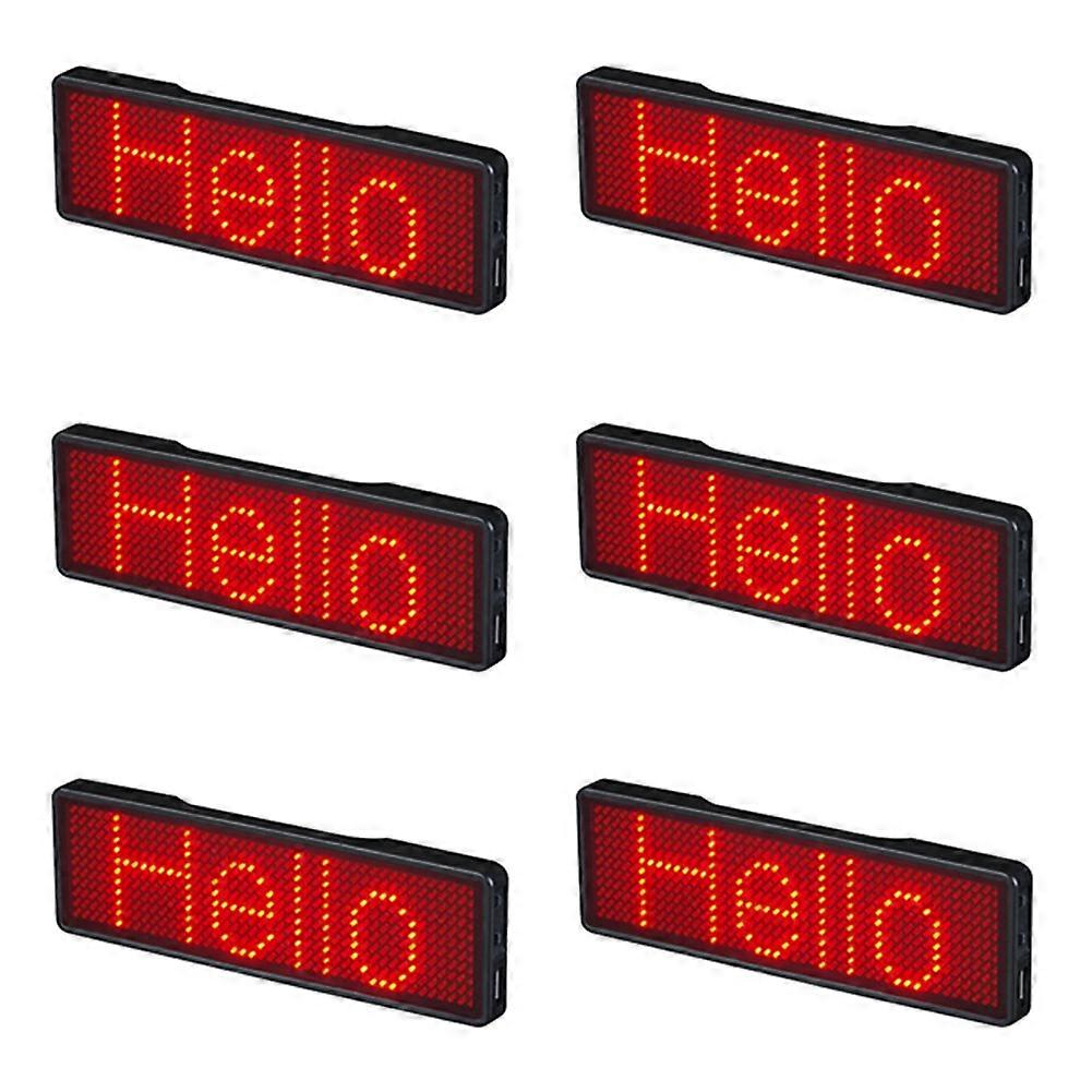 6X Bluetooth LED Name Badge Rechargeable Light Sign DIY Programmable Scrolling Message Board Display LED,Type 2