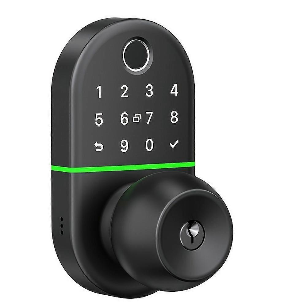 Smart Door Lock with Knob,Lock with Handle, Fingerprint Electronic Knob for Front Door, Generate Passcode Remotely