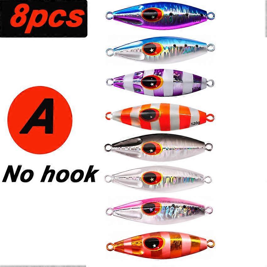 8 pi��ces lumineux m��tal gabarit p��che Lure30g 40g 60g 80g 120g appat de mer bionique avec Action r��aliste Durable pas lent gabarit d'eau sal