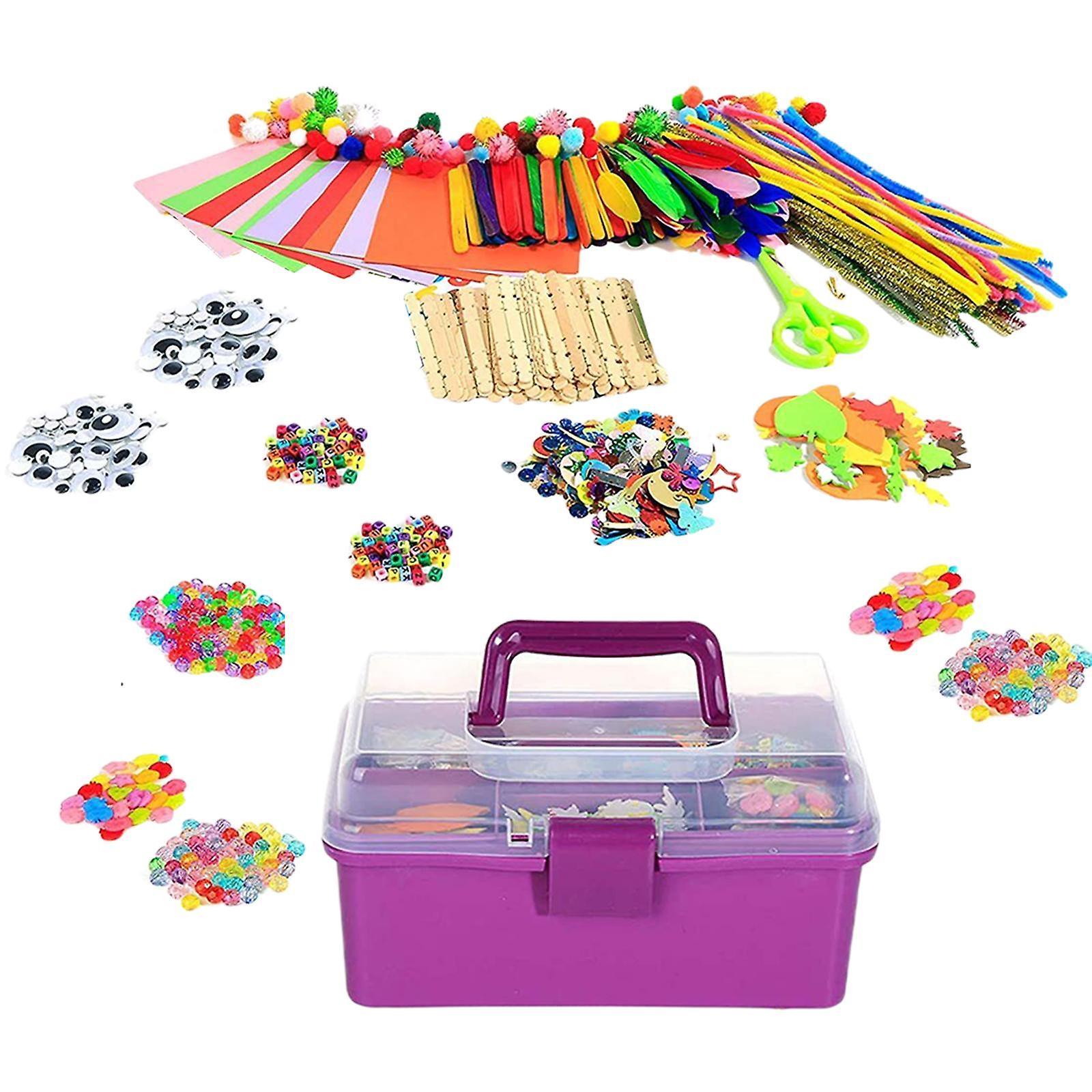 Arts and Crafts Supplies Kit Button Eyes Color Sticks for Age 4 5 6 7 8 9