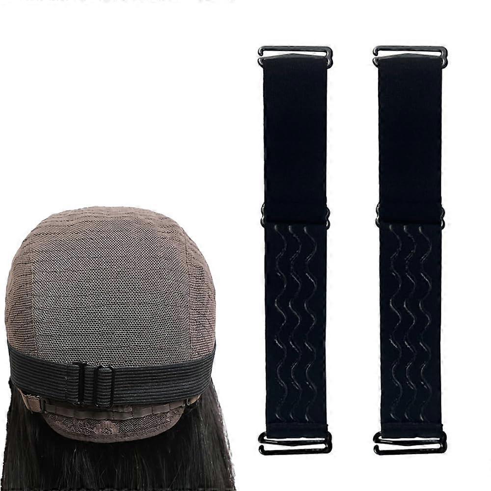 2 PCS Adjustable Wig Band with NonSlip Silicone Grip, Removable Black Elastic Strap for Glueless Wig Making