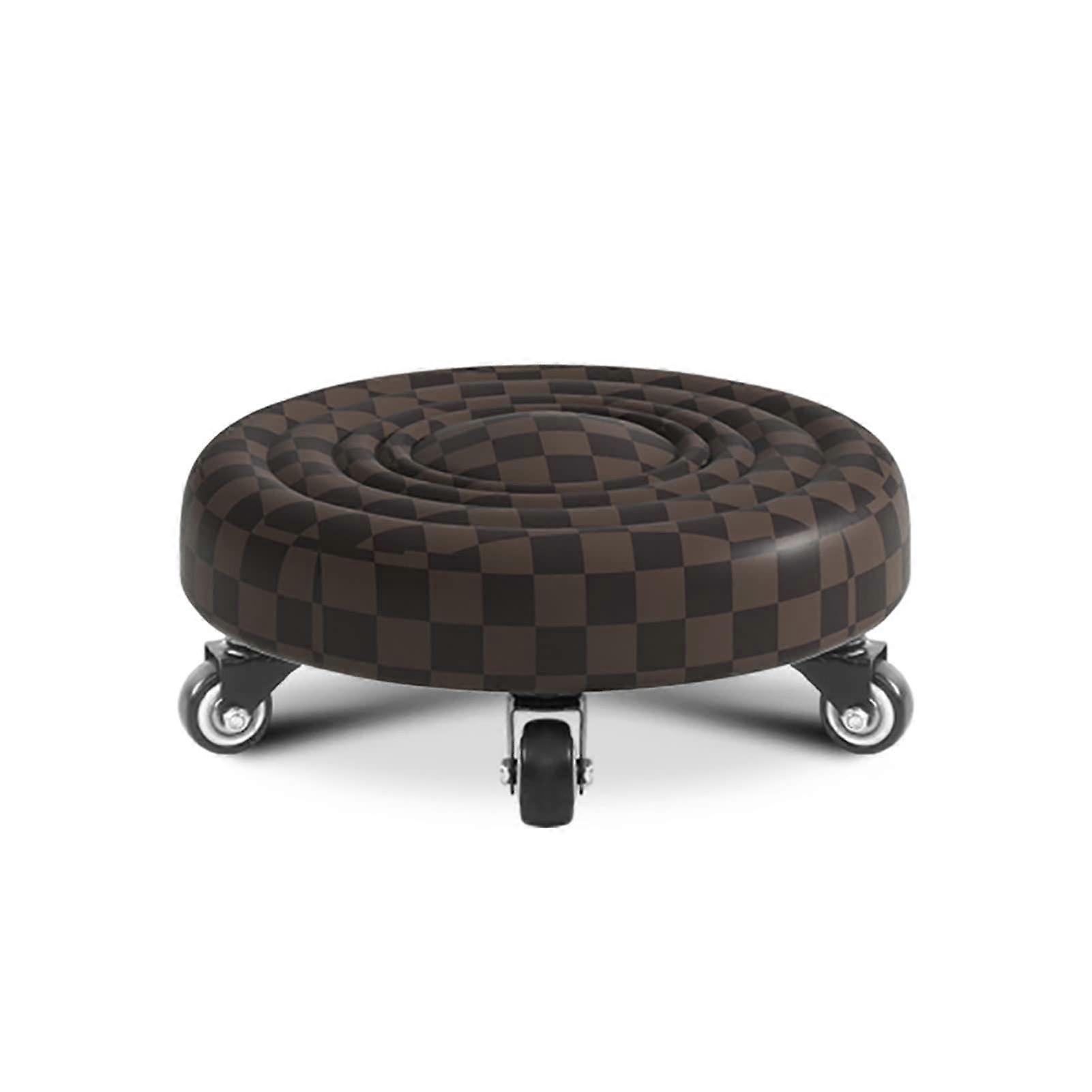 Rolling Stool with Wheels and Backrest, Adjustable Low Height Salon Chair with Cushion, Black