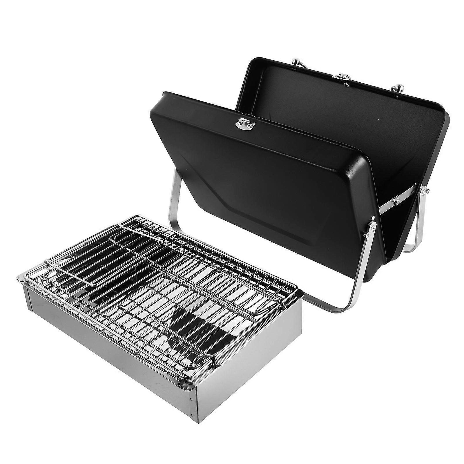 Black Folding Barbecue Grill Portable Briefcase for Outdoor Use