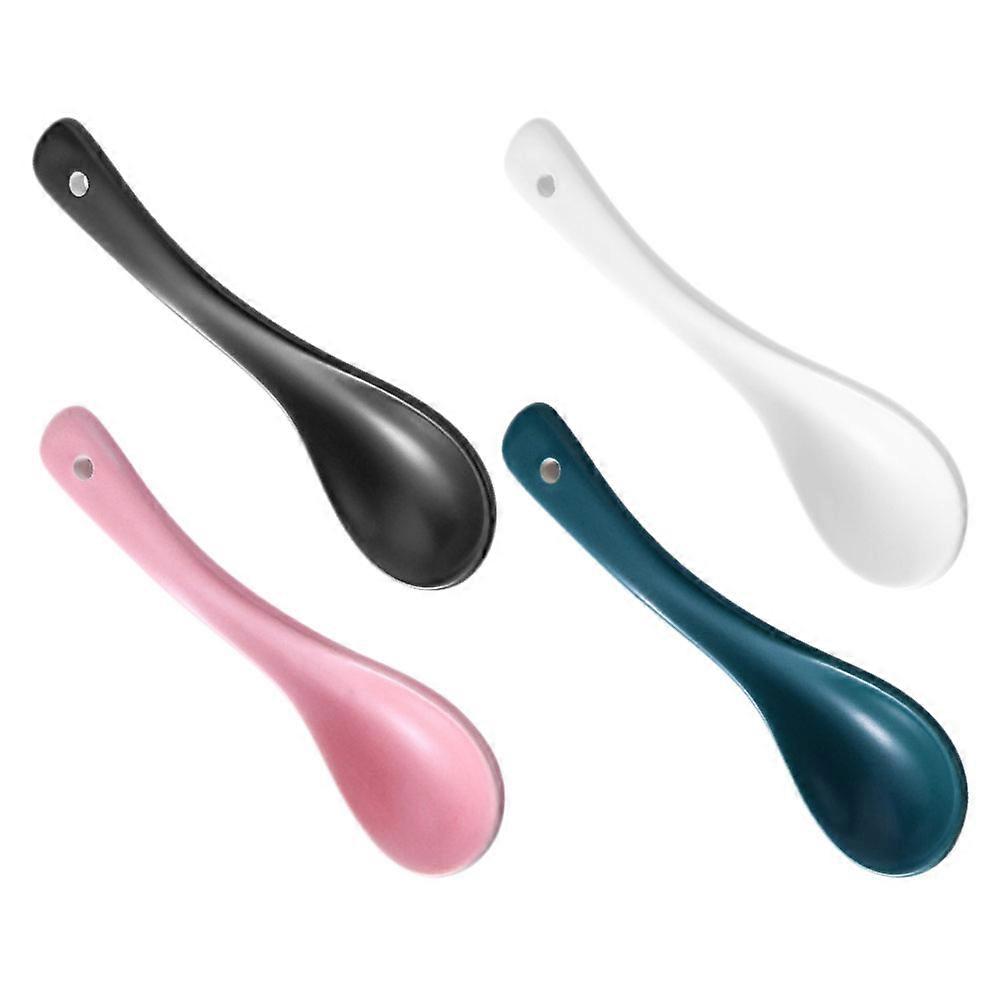 Kids Tableware Ceramic Spoon Multifunctional Scoop for Kitchen 4Pcs
