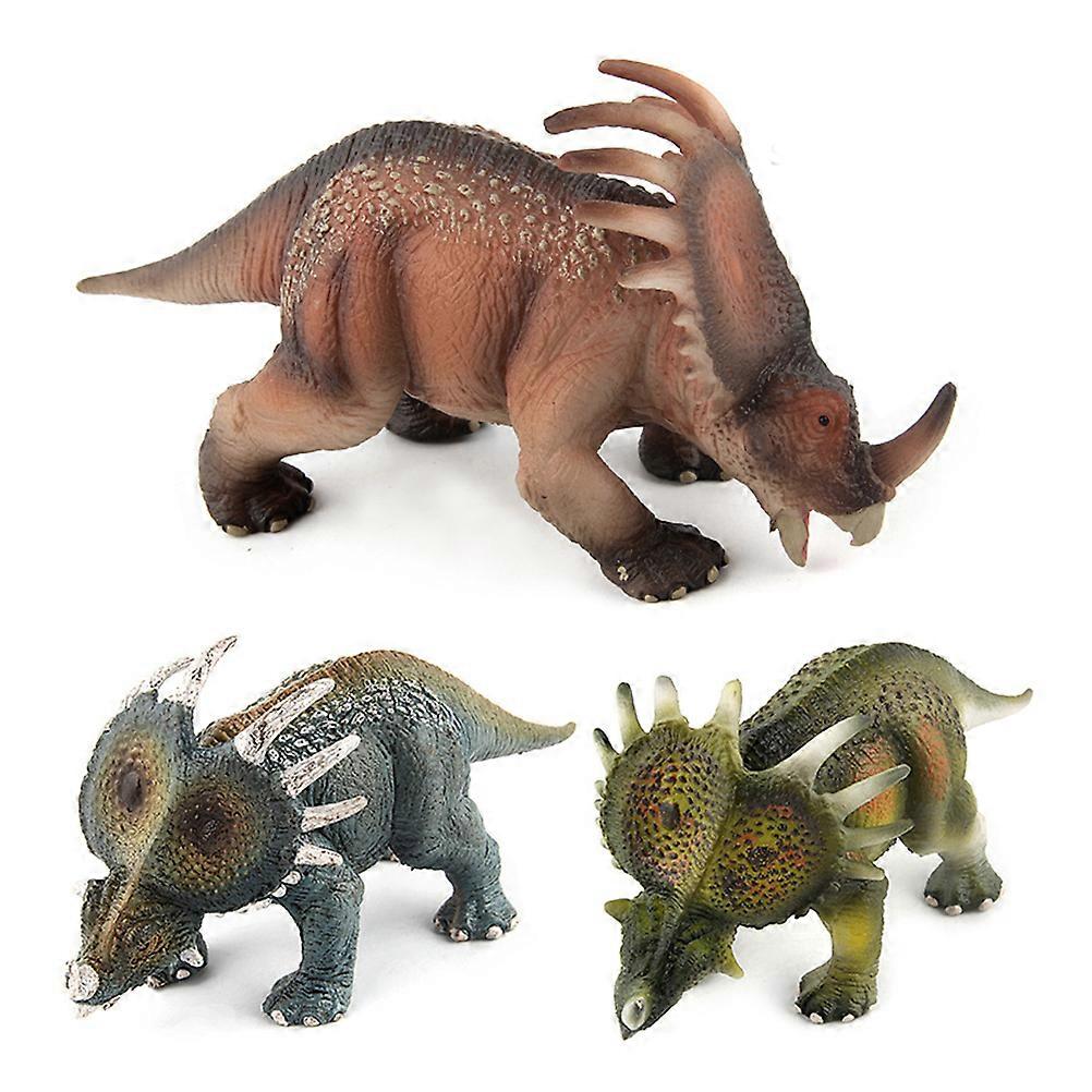 Plastic Dinosaurs Styracosaurus Model for Decoration 1Pcs Brown