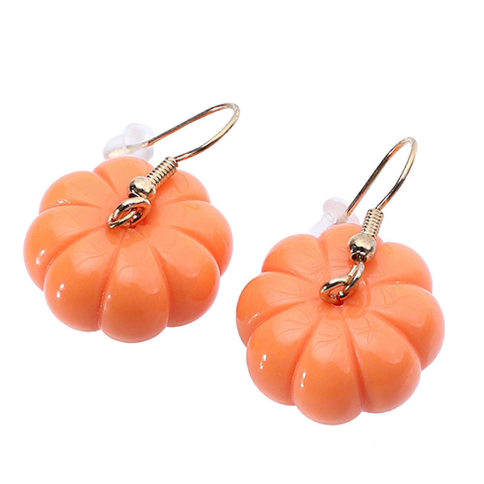 Orange Pumpkin Earrings Plastic for Halloween 1Pair Ear Accessory