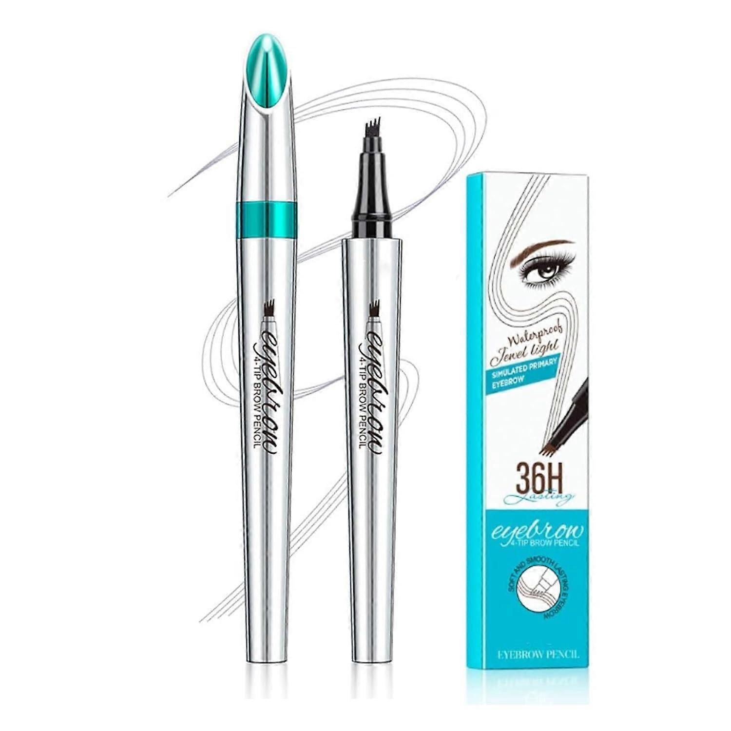 Waterproof Microblading Eyebrow Pencil with 4 Fork Tip Tattoo Pen Long Lasting Red Brown