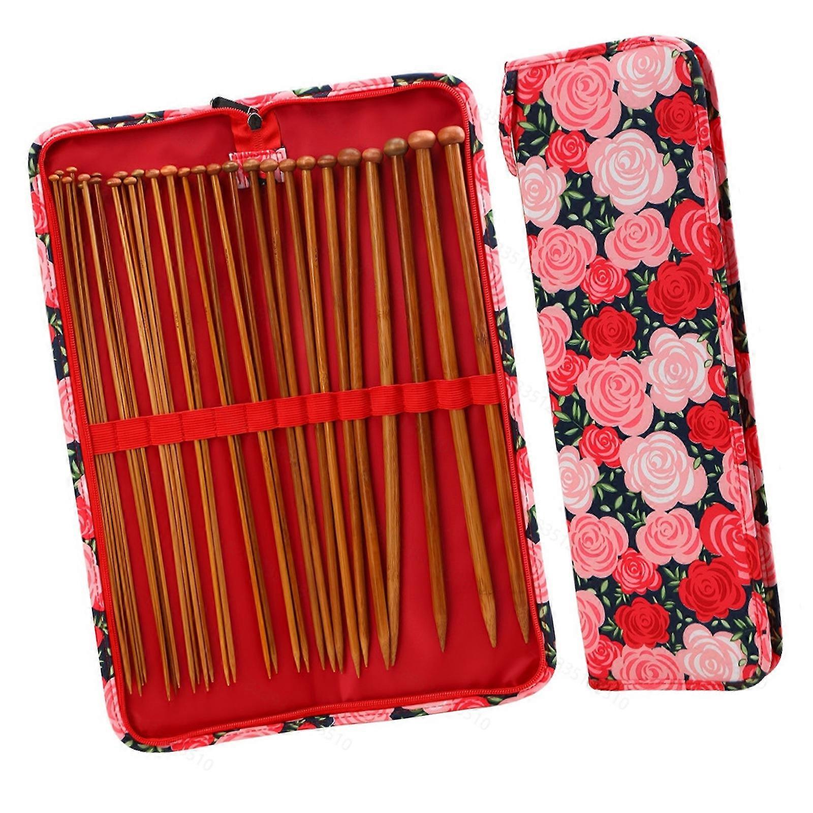 High Performances Knitting Needle 35cm In Carbonized Wood Featuring Ergonomic Designs And Case Multicolor