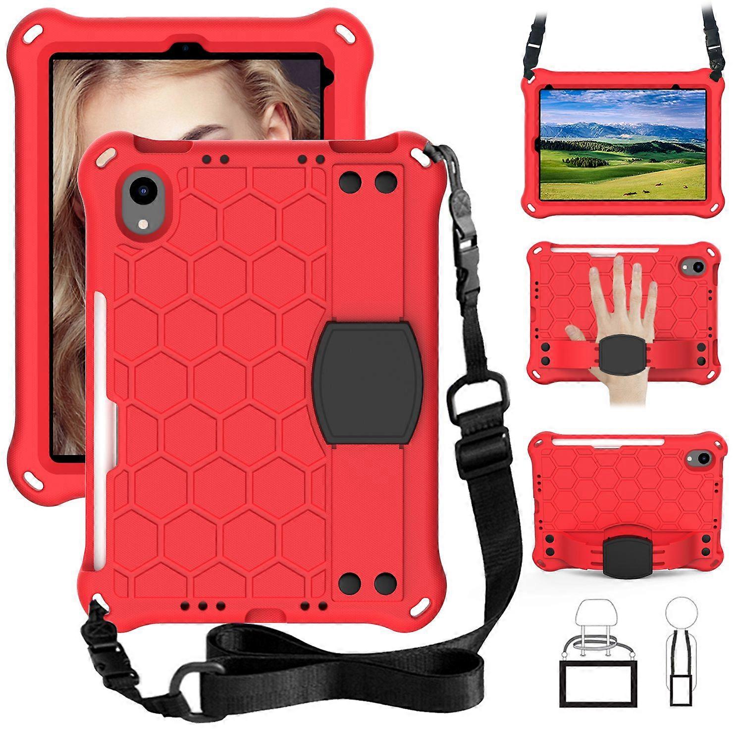 Honeycomb Texture EVA Tablet Shell with Shoulder Strap for iPad mini (2024)/mini (2021)