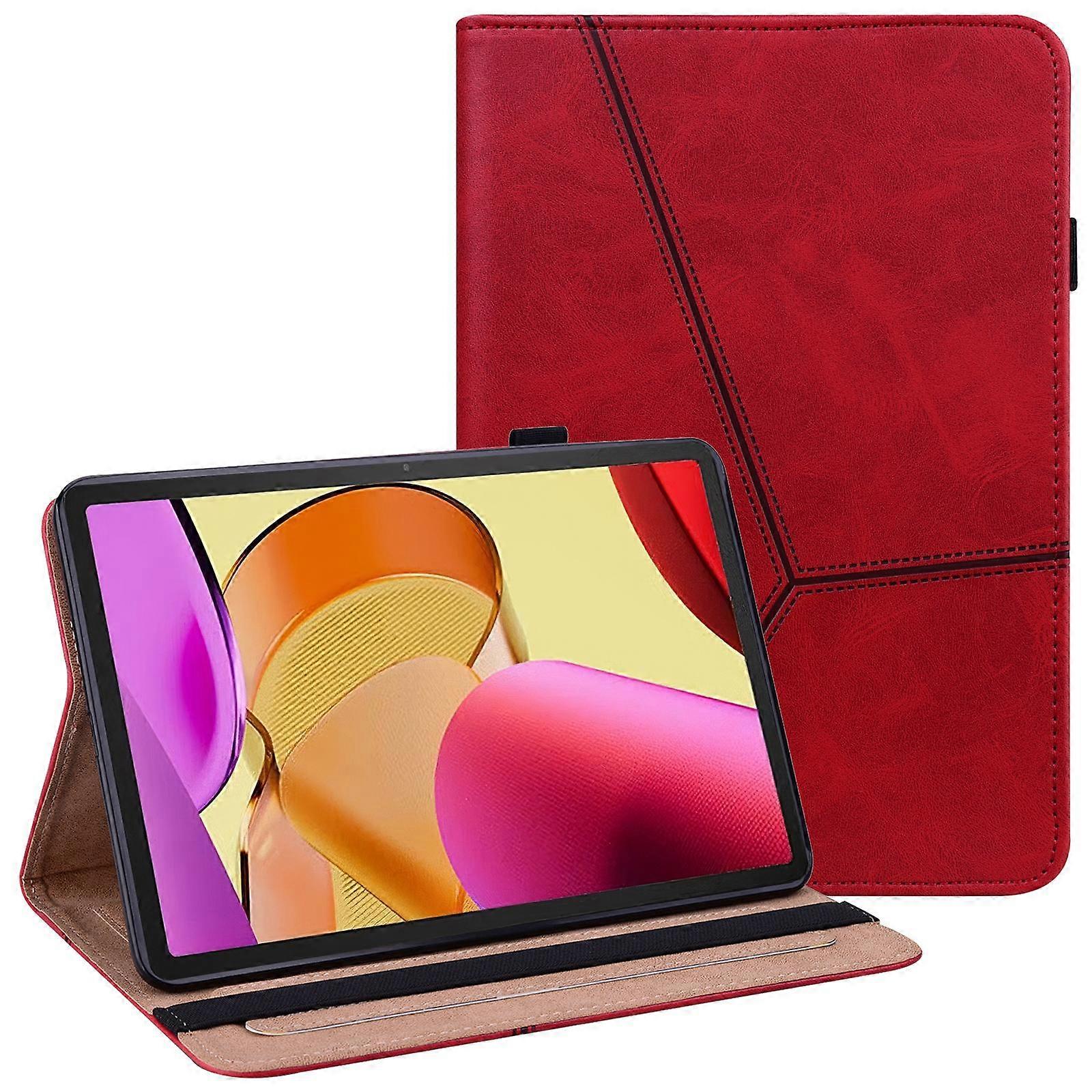 For Amazon Fire Max 11 PU Leather Stand Folio Case Line Imprinted Card Slots Tablet Cover