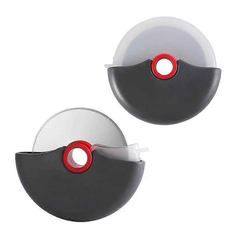 Pizza Cutter Stainless Steel Wheel with Lid Roller, Sharp Dough Slicer for Baking, Red 2Pack
