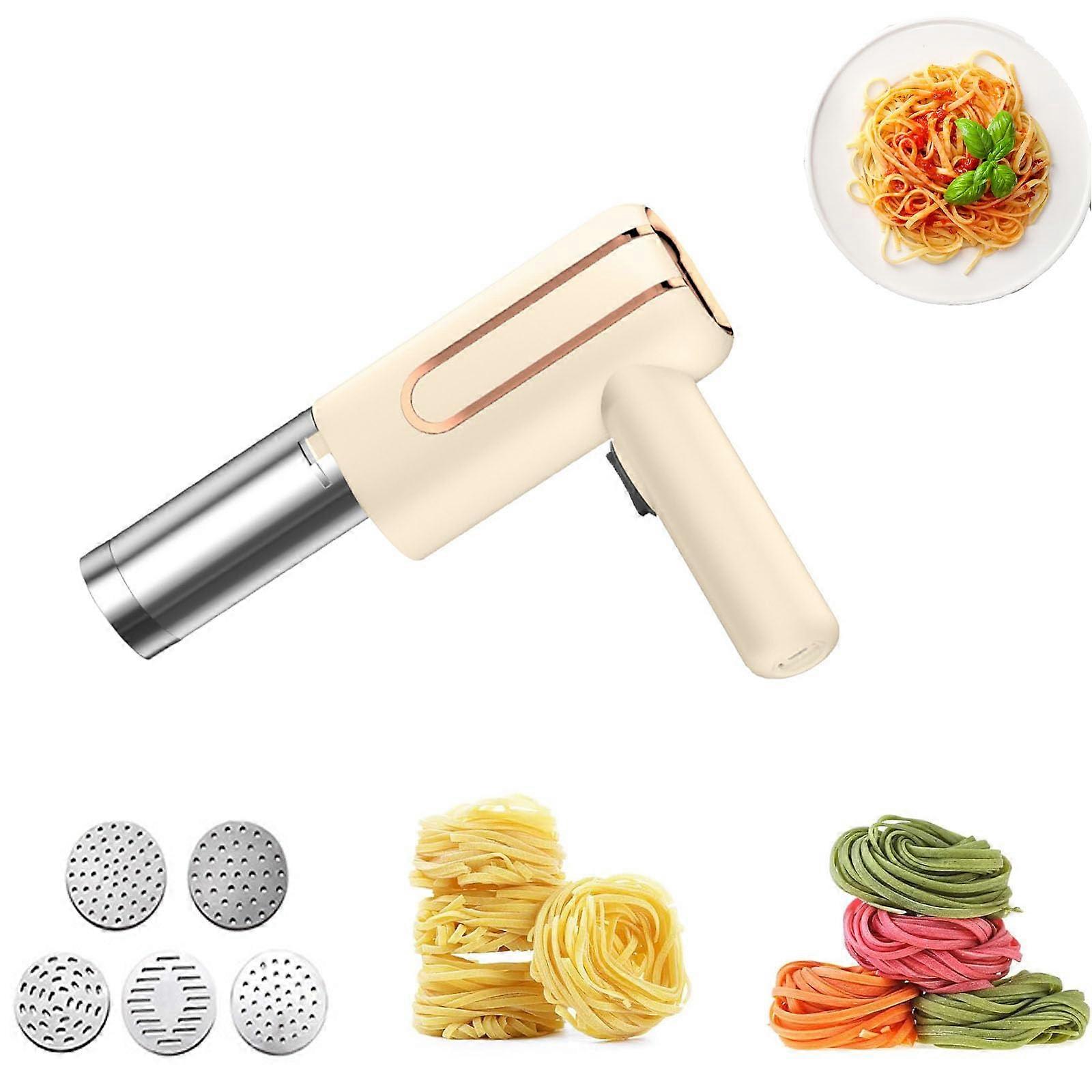 Cordless Electric Pasta Maker 5in1 with 5 Moulds, Automatic Noodle Maker, Fast USB Charging