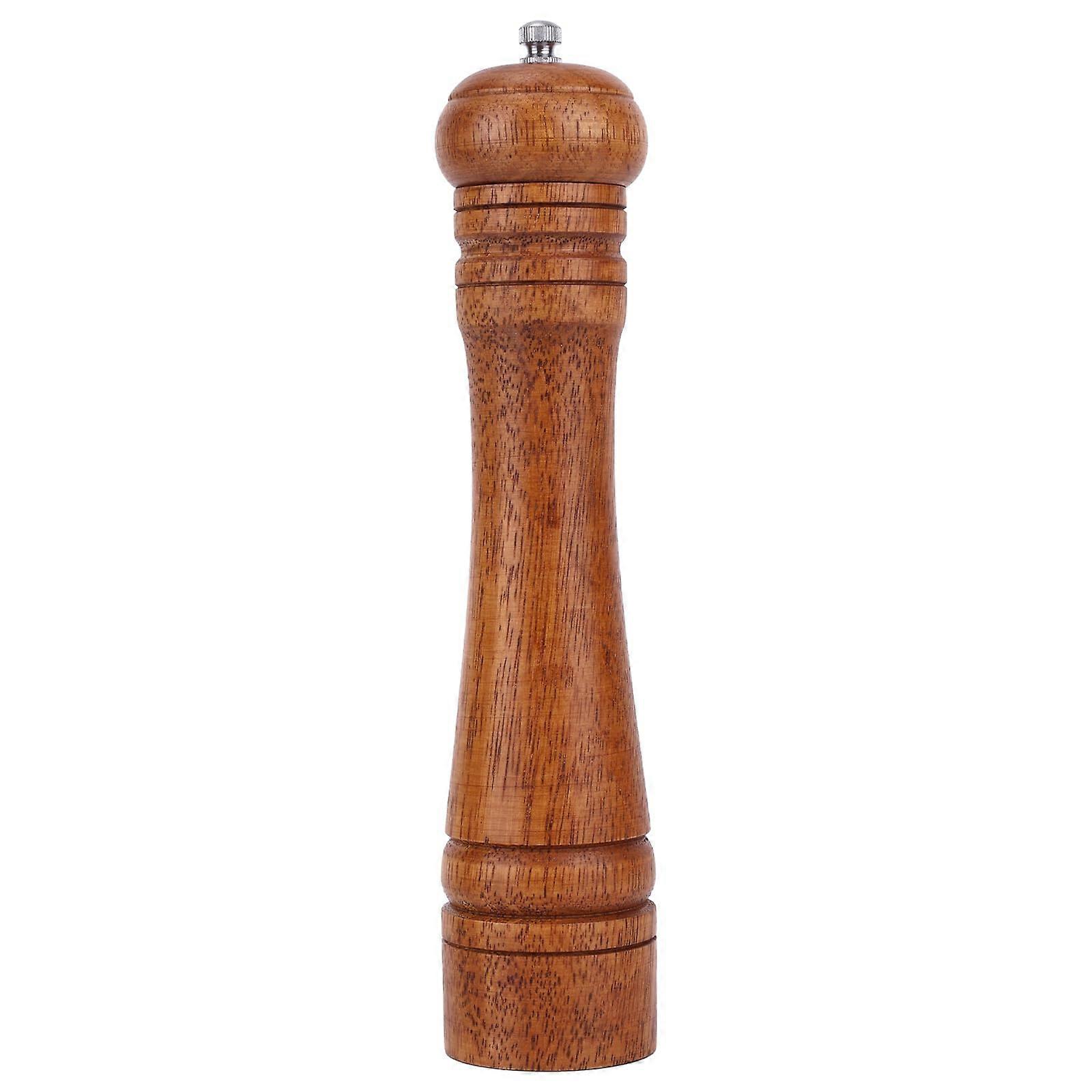 Wooden Pepper Grinder 10.6in Manual Refillable Pepper Mill with Adjustable Ceramic Grind for Kitchen