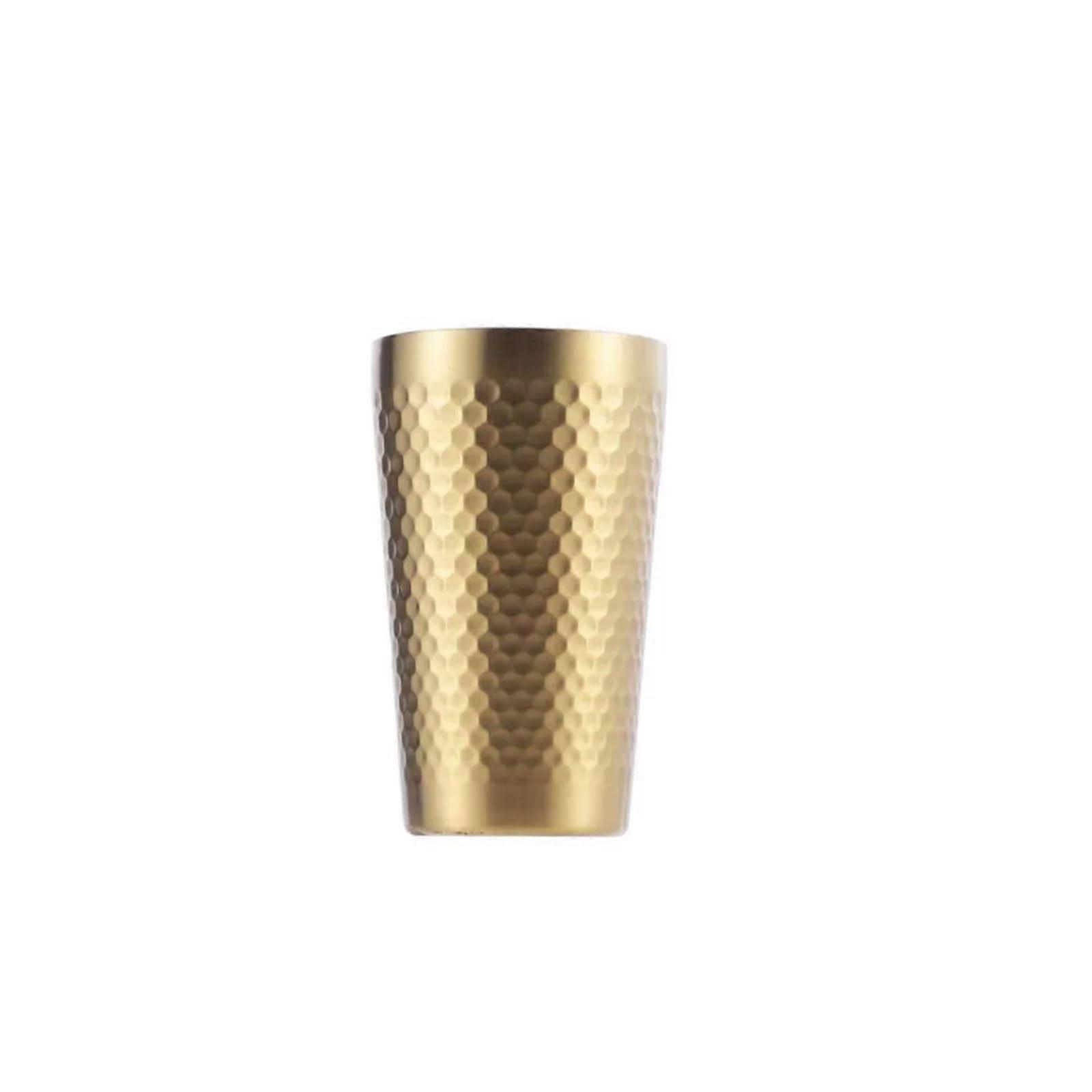 Stainless Steel Drinking Cup 260ml Gold Hammered Double Wall Insulated Coffee Beer Mug Stackable