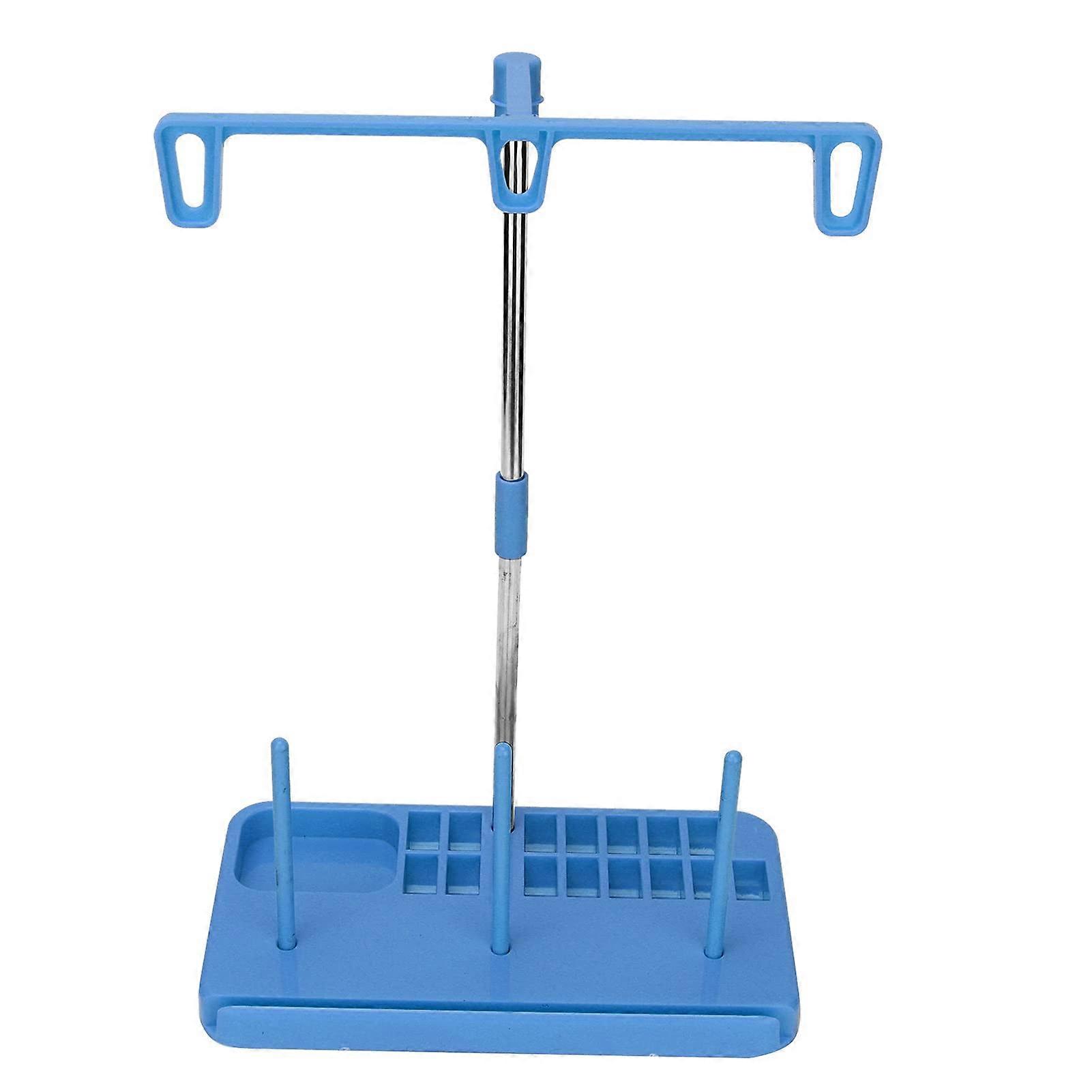 3 Spools Thread Rack Sewing Stand Organizer Blue Plastic and Stainless Steel for Smooth Thread Feed