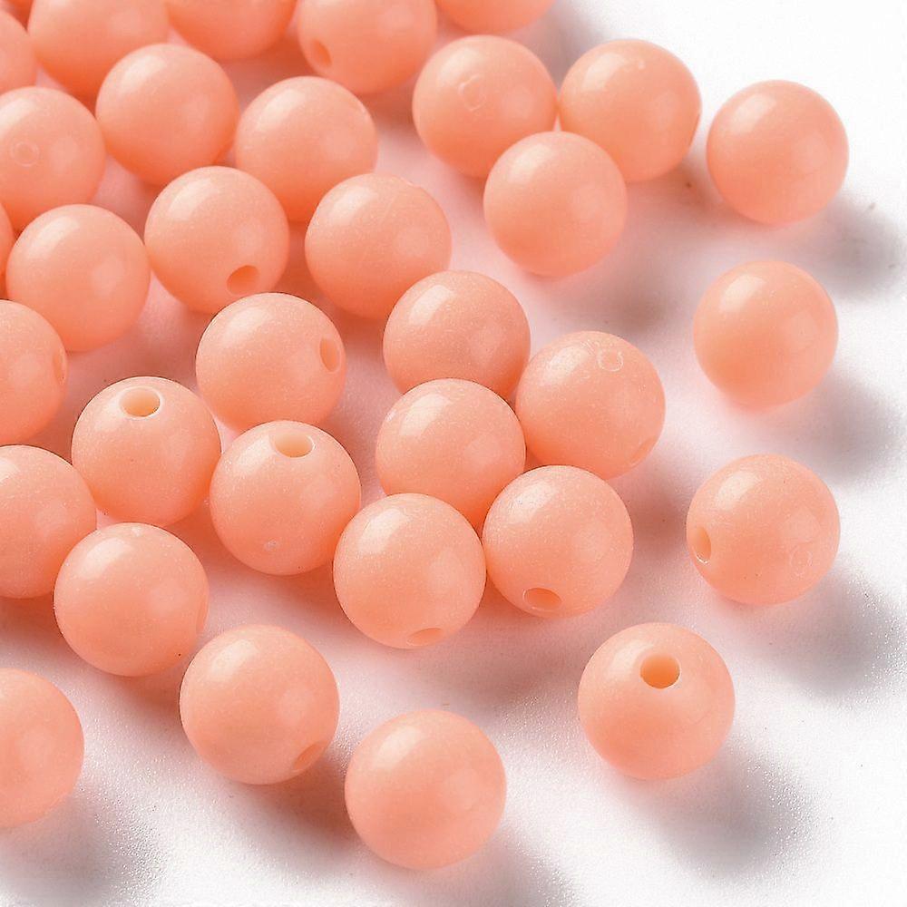 Opaque Acrylic Beads Round Light Salmon 8x7mm Hole: 2mm