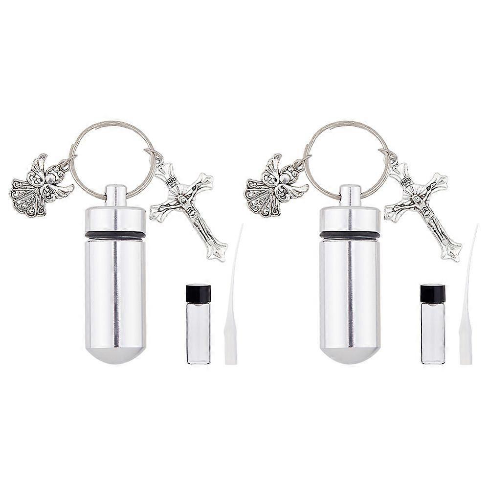 Alloy Bottle Keychain with Ring and Micro-Tips Platinum 69mm