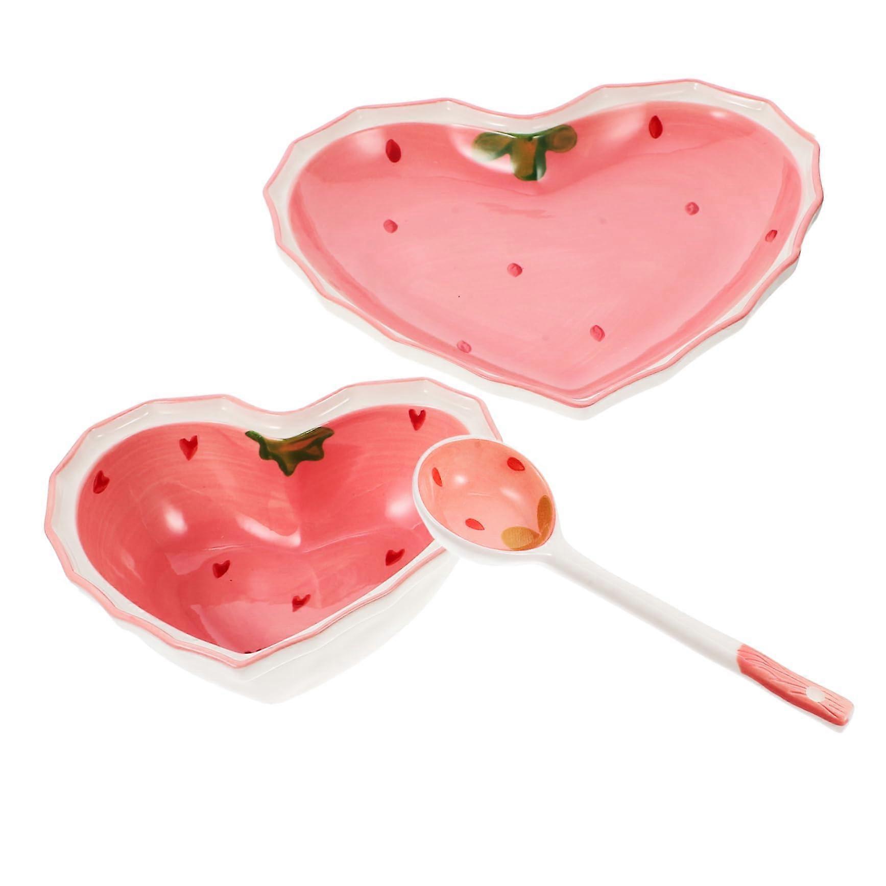 Heart Shaped Salad Bowl Set with Serving Spoon, Elegant Kitchen Tableware for Dinner Parties