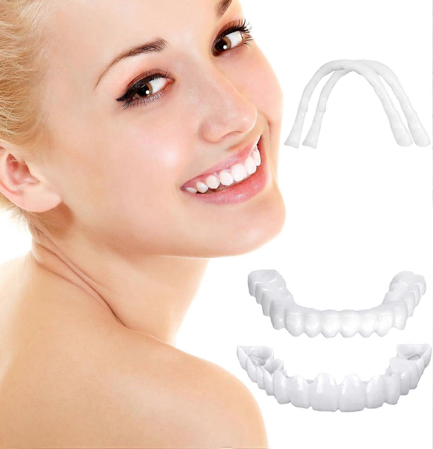 Temporary Veneers for Missing Teeth, Natural Comfortable Fit, Reusable Fake Teeth Cover, 2 PCS