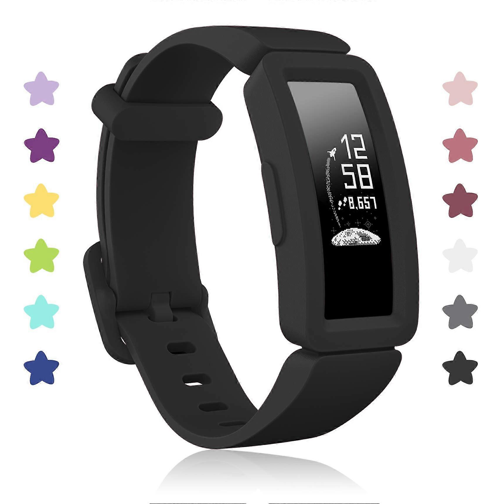 Black Silicone Replacement Strap Water Resistant Adjustable Fit for Fitbit Ace 2 Kids Band