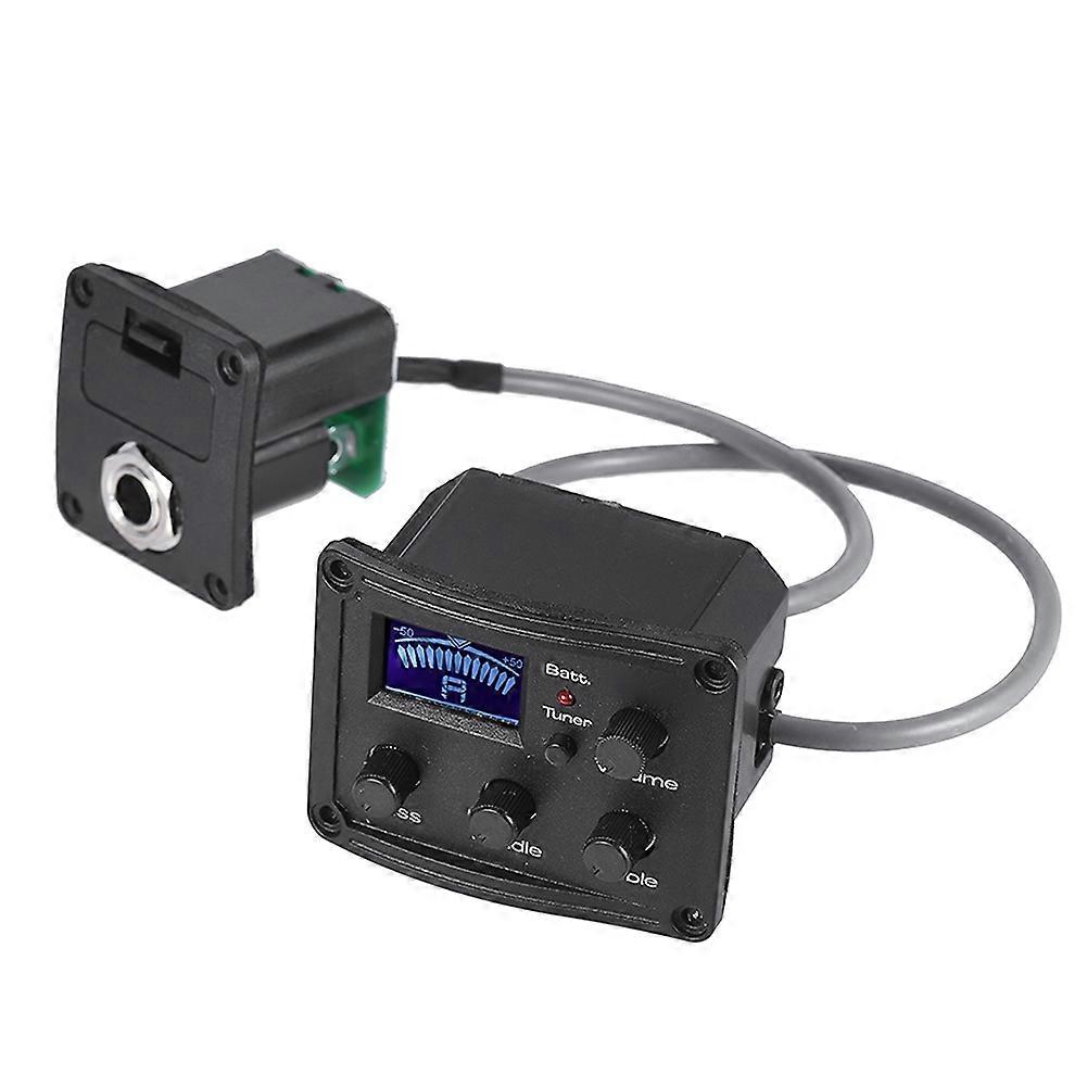 3-Band EQ Equalizer Tuner System with LCD Display Small Guitar Equalizer Ukelele Piezo Pickup Preamp
