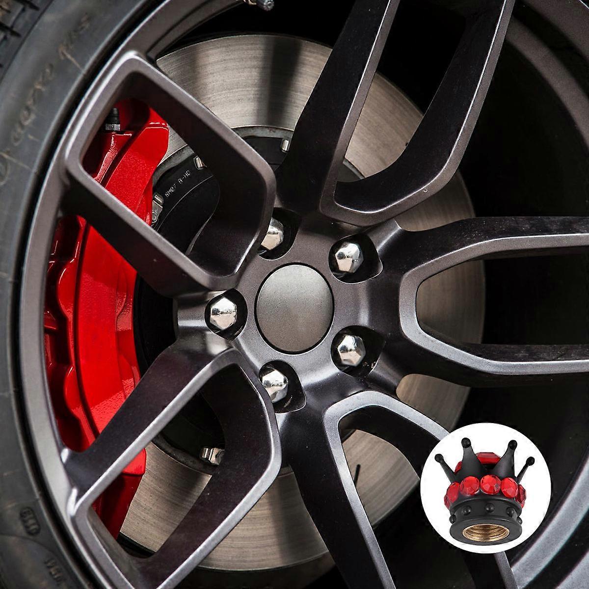 Crystal Car Tyre Cap Red for Car Tyre Use 4Pcs Durable Practical Accessory